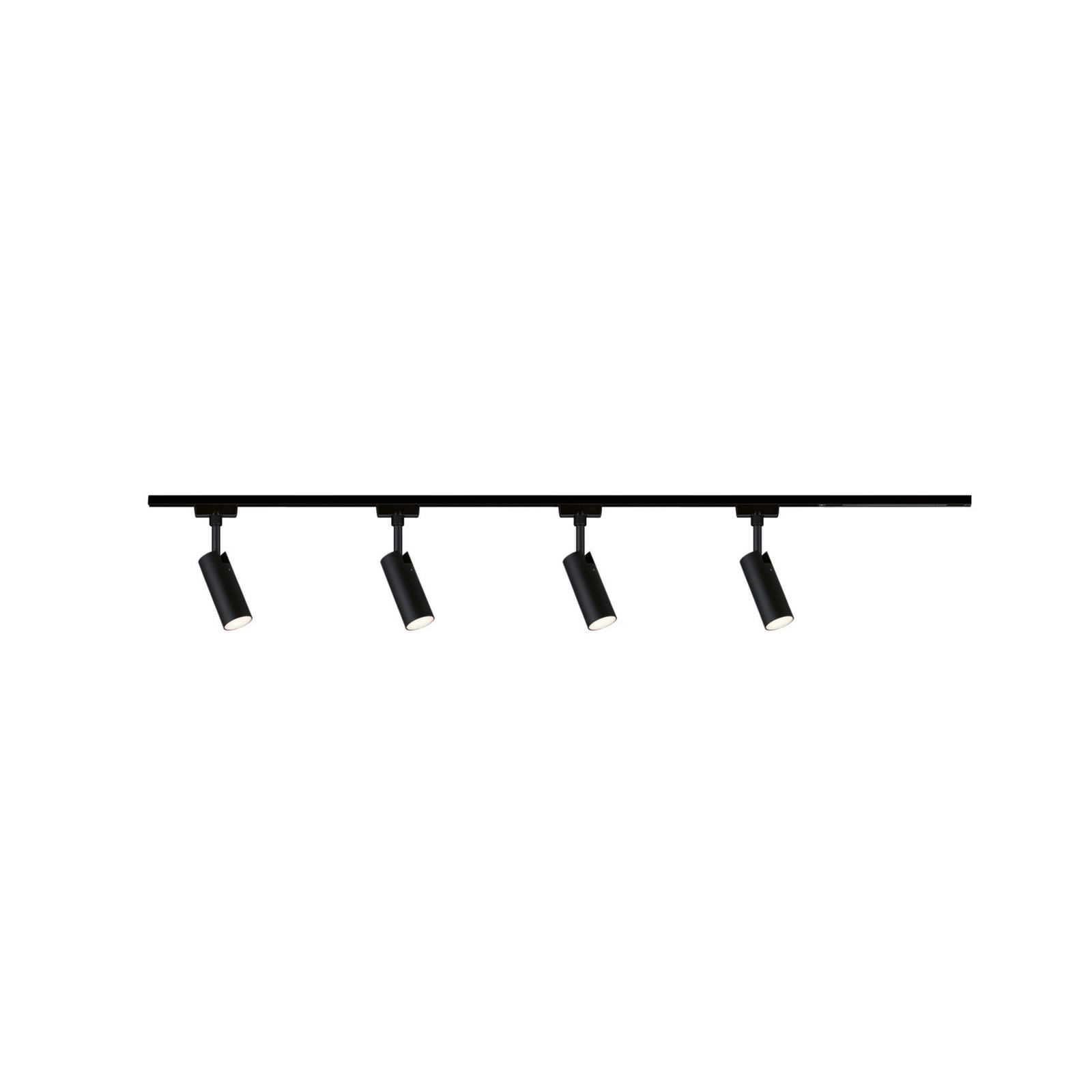 Juego URail Tubo de Paulmann, negro, 4 luces, alimentación central Juego URail Tubo de Paulmann, negro, 4 luces, alimentación central