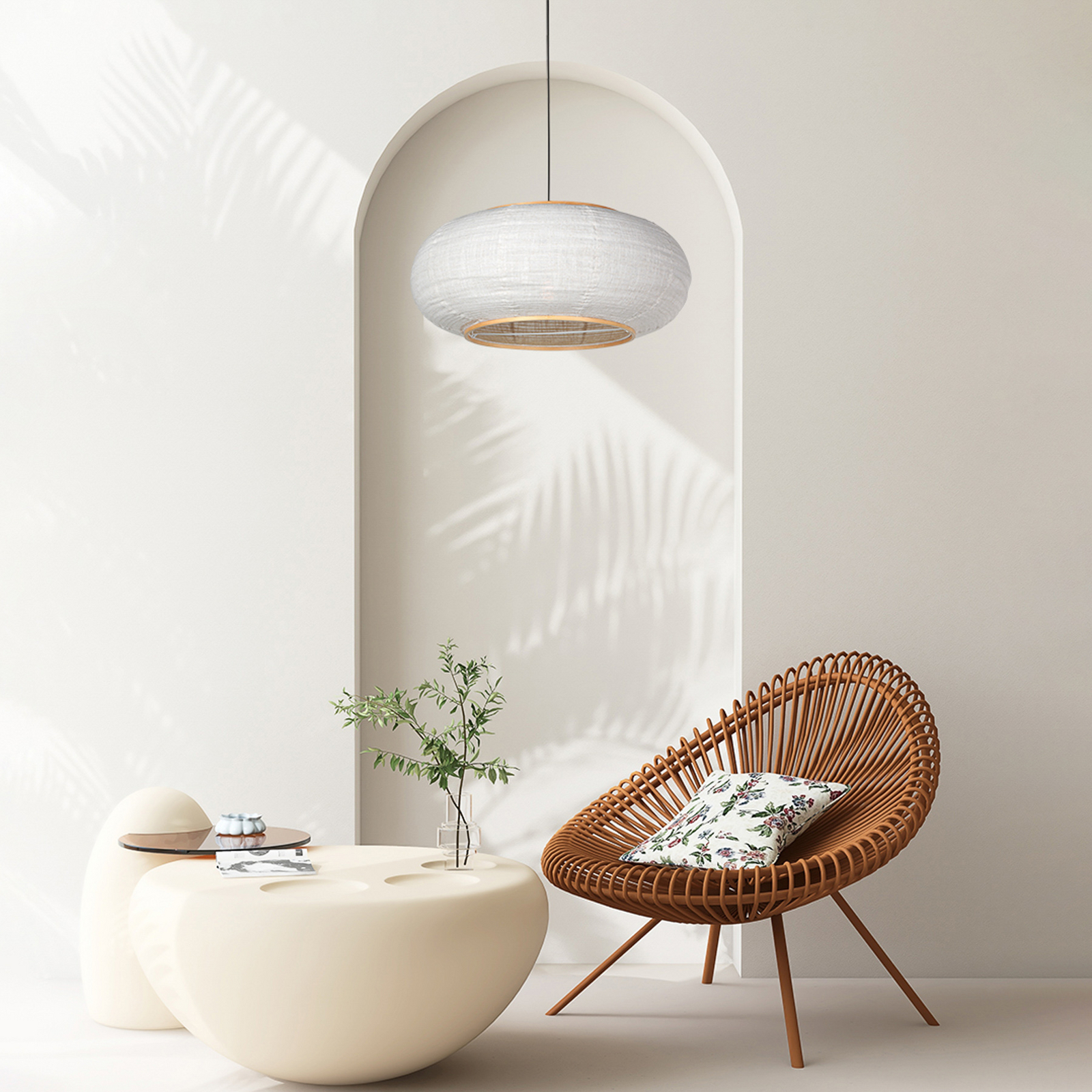 Sparkled Light -riippuvalaisin, musta/harmaa pellava, Ø 60 cm