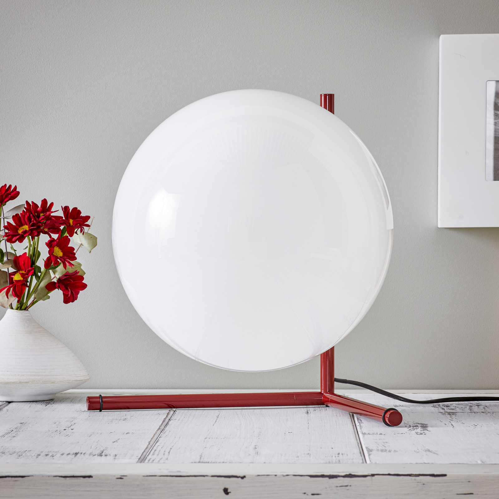 Flos FLOS IC T2 table lamp burgundy red, for Living / Dining Room, steel, glass, E27, 15 W, energy efficiency: A++, H: 35 cm