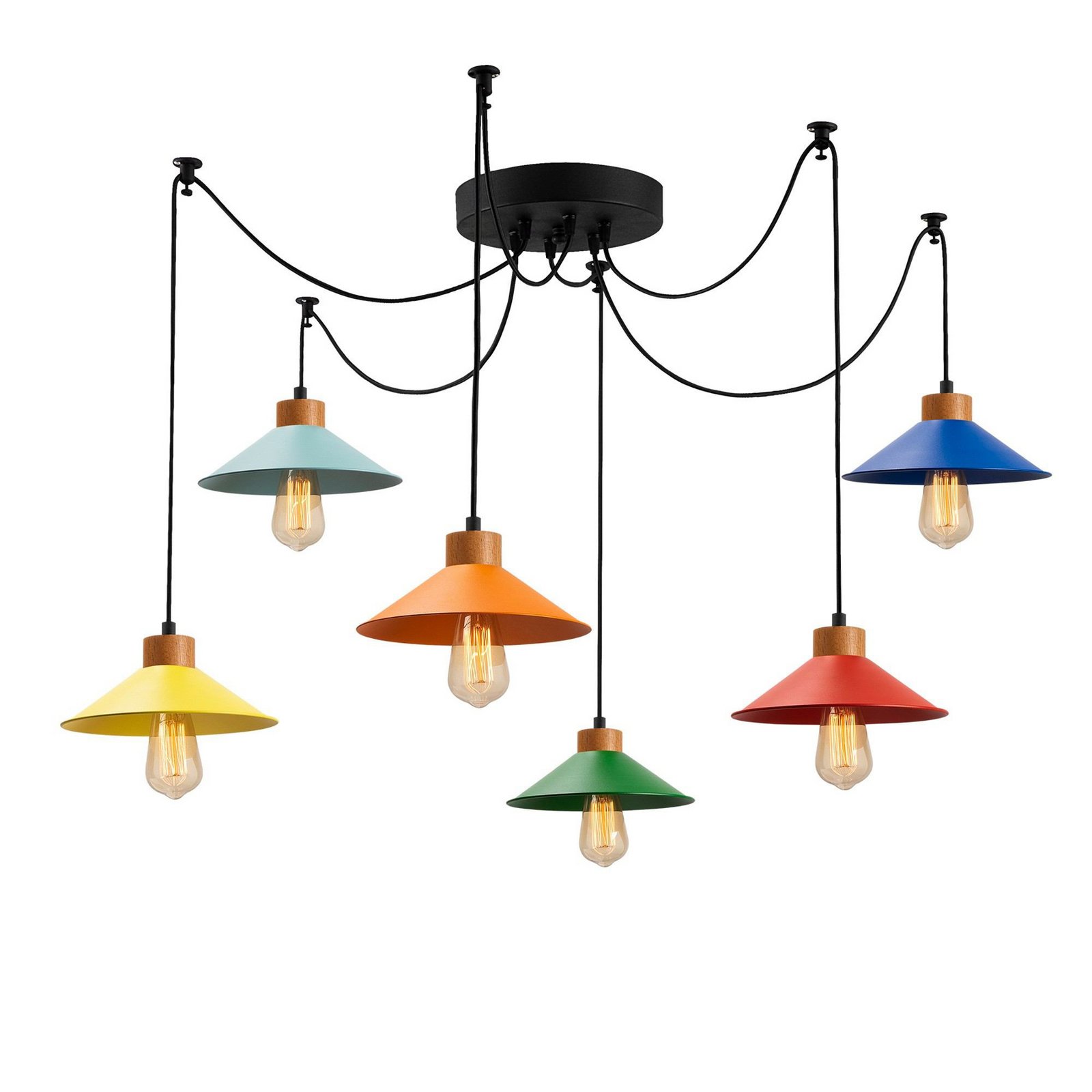 Hängeleuchte Manavgat, 6-flammig, Multicolour, Länge 144 cm