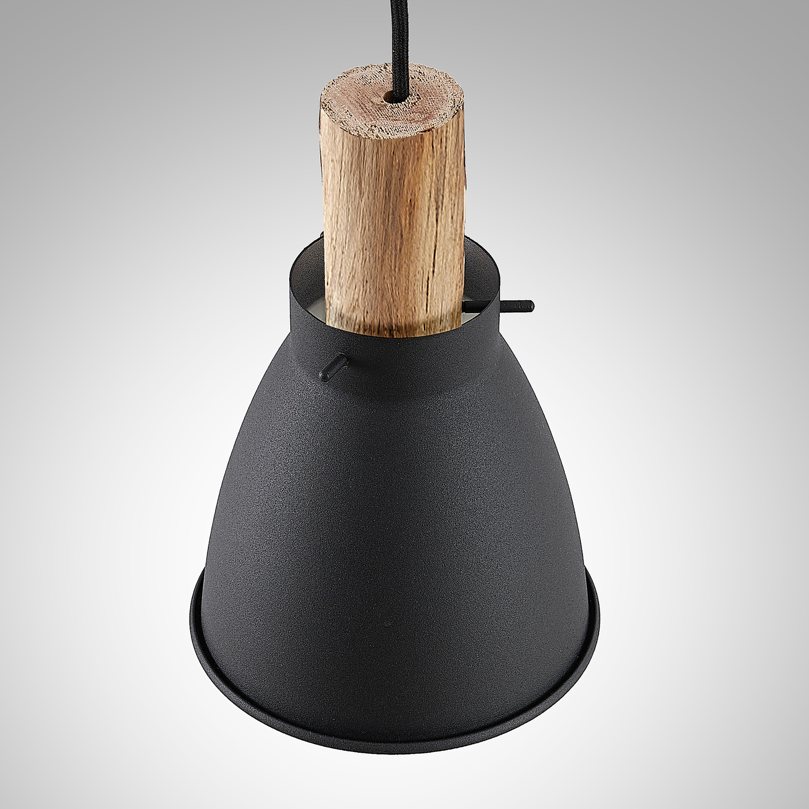 Lindby table lamp Trebale, E14, iron, wood, black