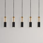 Suspension Merrygold, noir/ambre, métal, GU10, à 5 lampes.