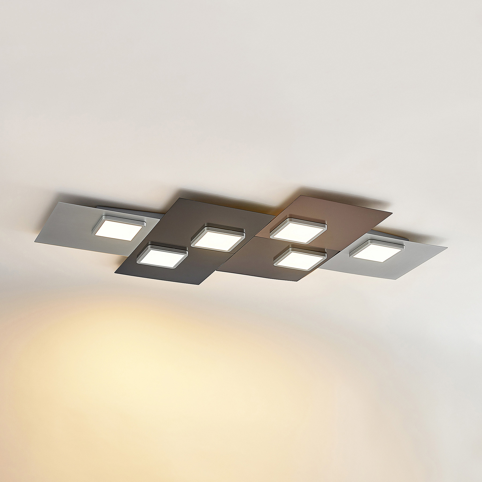 Lindby ceiling light Upari, 6-bulb, 100 cm long, steel
