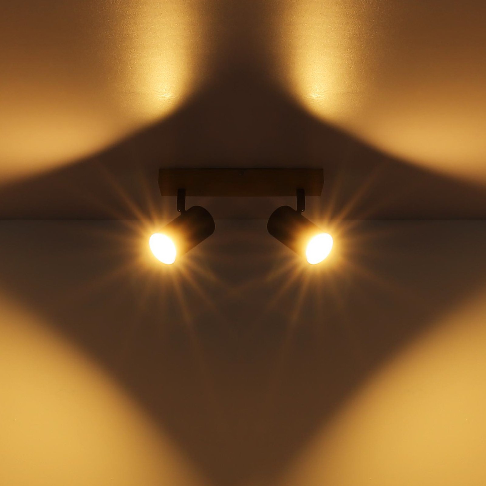 Robby downlight, black, length 26 cm, 2-bulb, metal