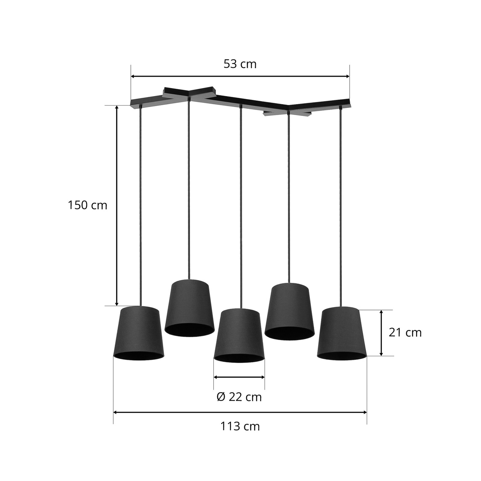 Lucande Thamila hanging light, black, iron