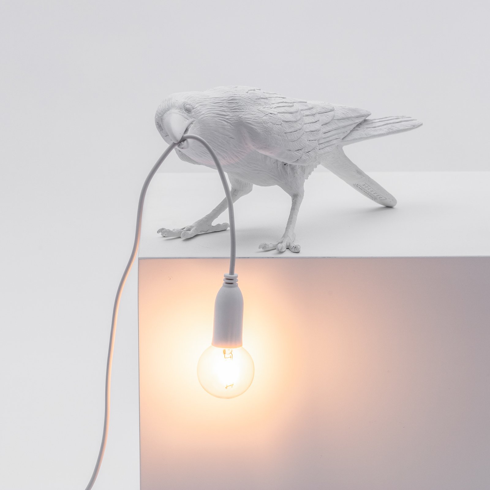 LED-koristepöytälamppu Bird Lamp, leikkivä, valk.