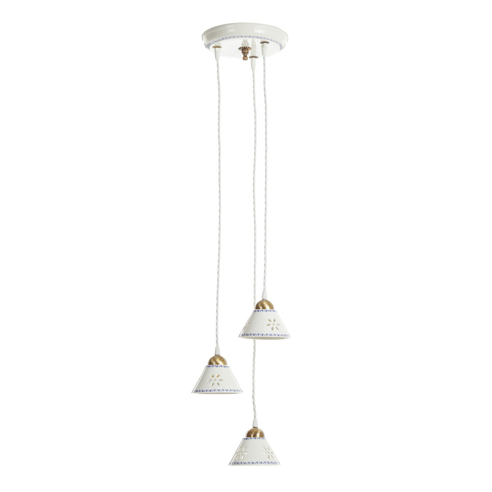 3-bulb NONNA hanging light, made of white ceramic