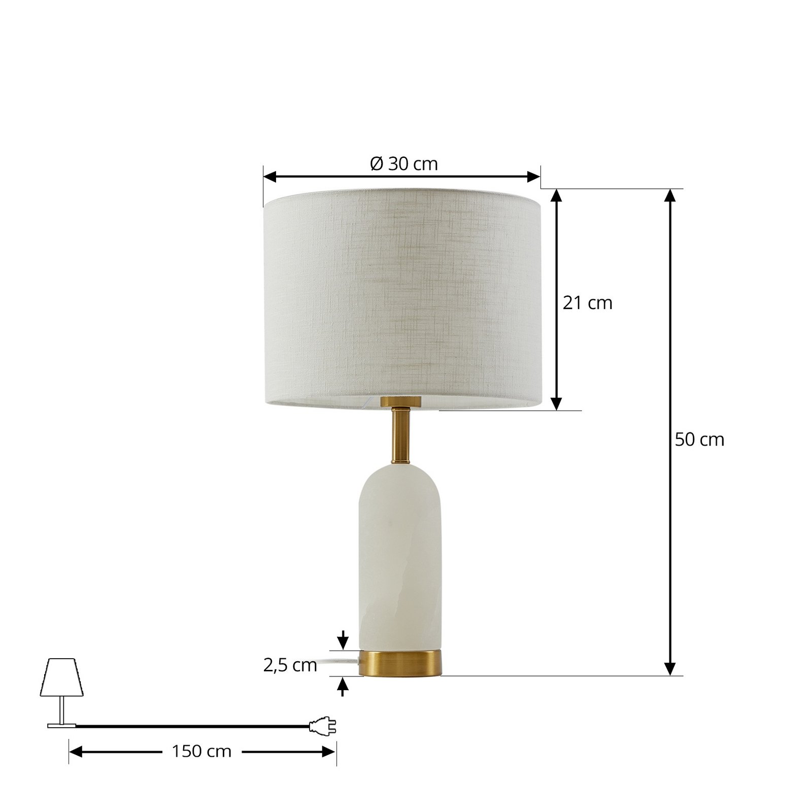 Alabaster Bordlampe Ø30 Hvid/Guld - Lindby