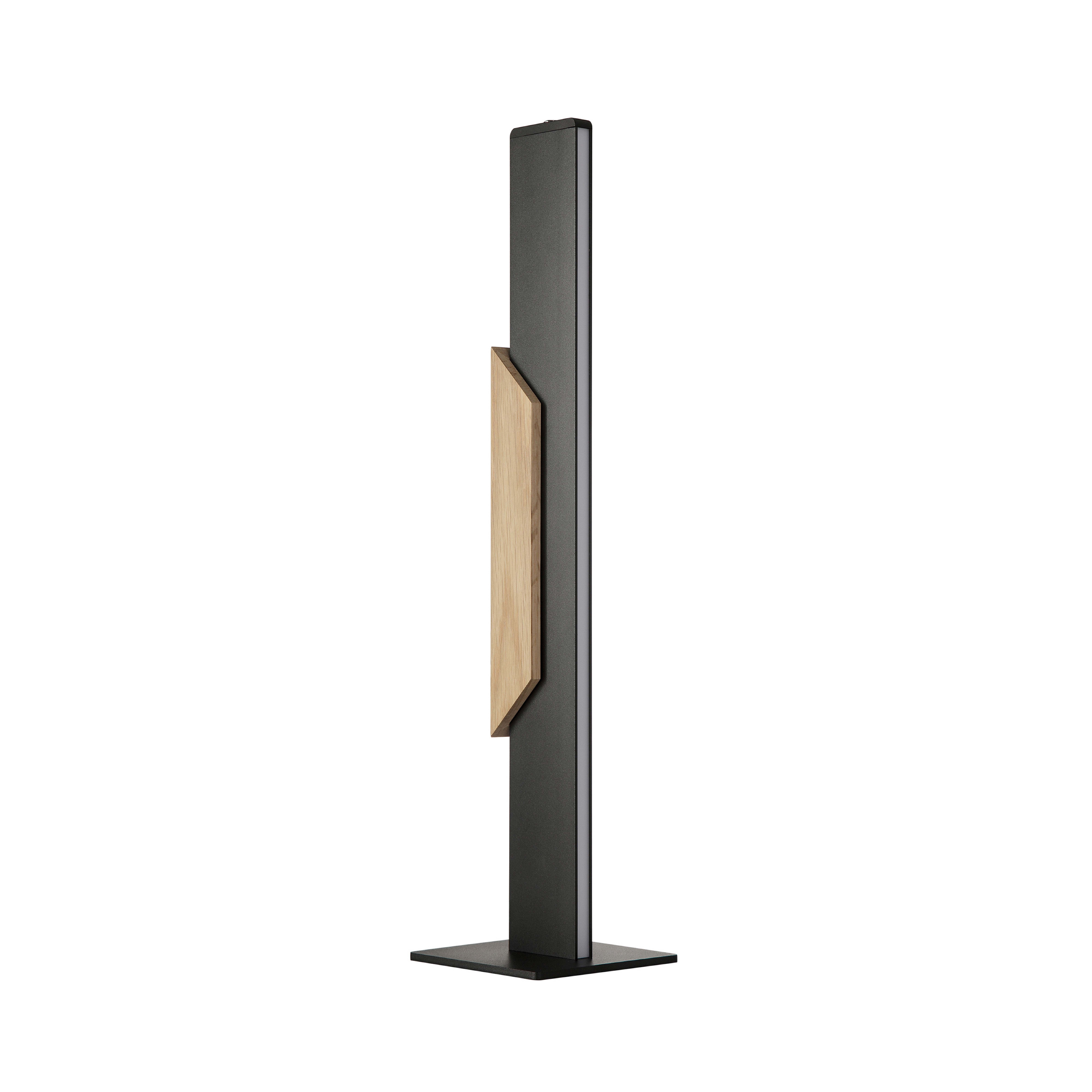Lampa stołowa LED Arcus, czarna/brązowa, wysokość 56 cm, metal/drewno
