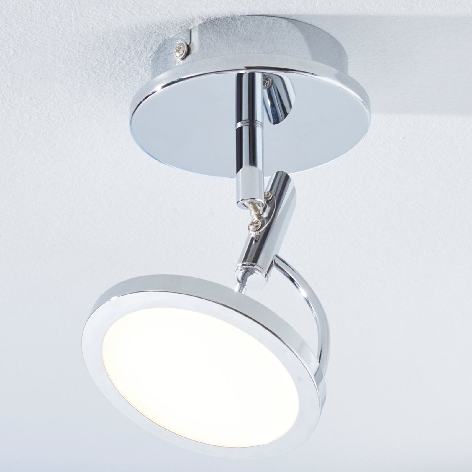 Lindby Jorne LED spotlight, chrome-plated, one-bulb, for Living / Dining Room, metal, plastic, 5 W, energy efficiency: A+, W: 11 cm
