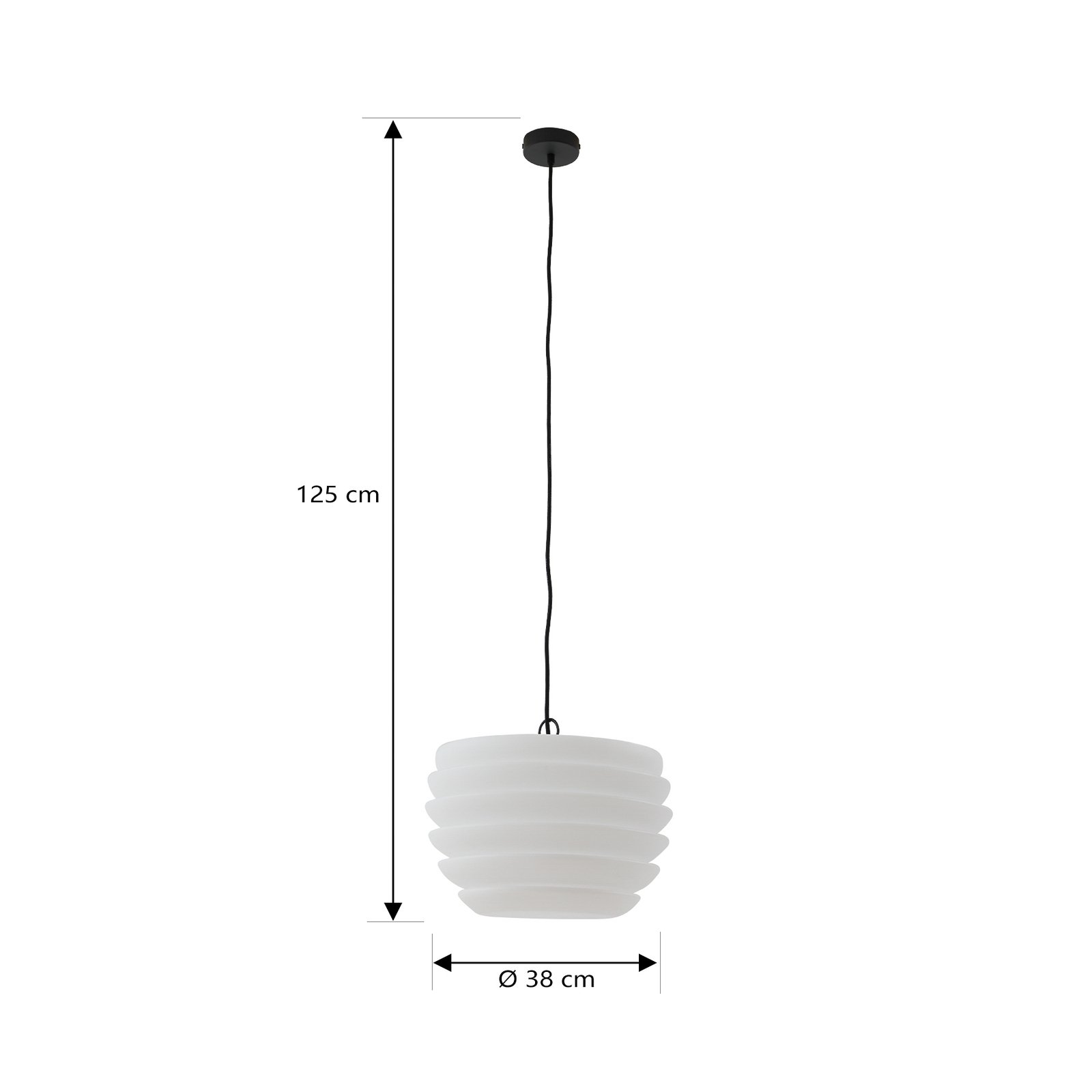 Външна висяща лампа Lindby Arona, Ø 38 cm, бяла