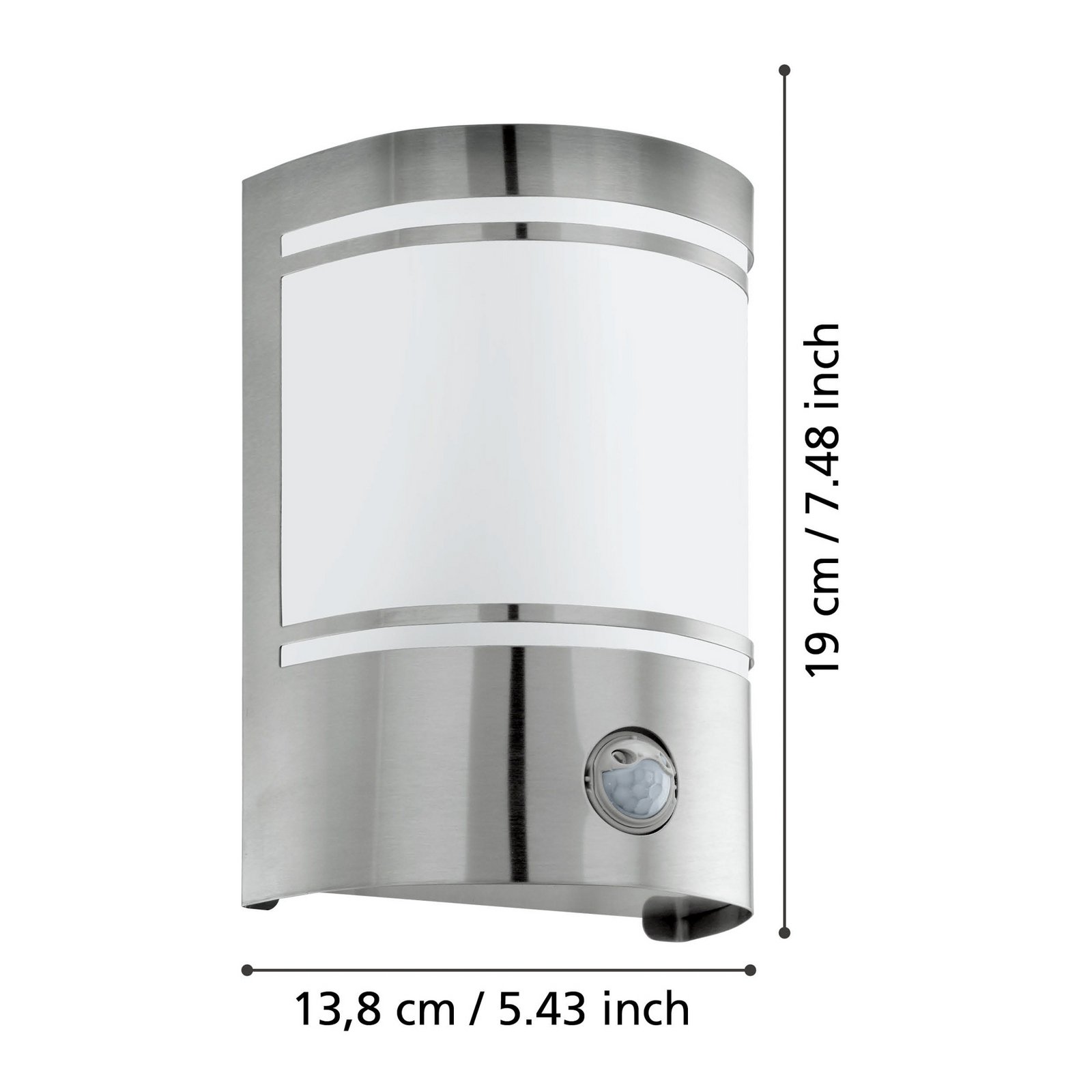 Utendørs vegglampe Cerno, bevegelsessensor, stål