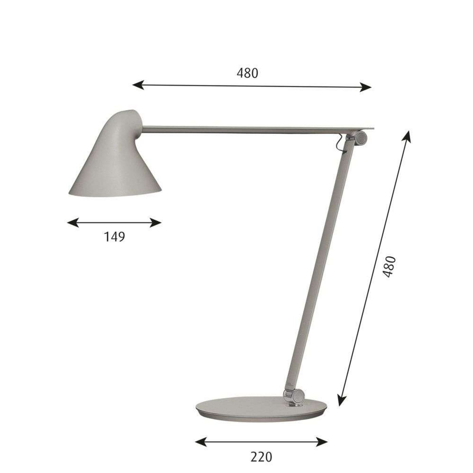 NJP Lampă de Masă cu Base 2700K Light Grey - Louis Poulsen