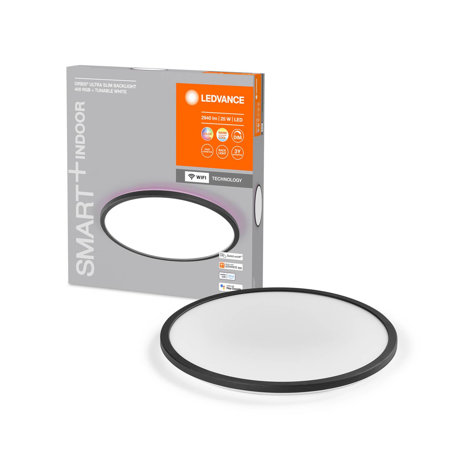 LEDVANCE SMART+ LEDVANCE SMART+ WiFi Orbis Ultra Slim podsvícení, Ø40cm černá