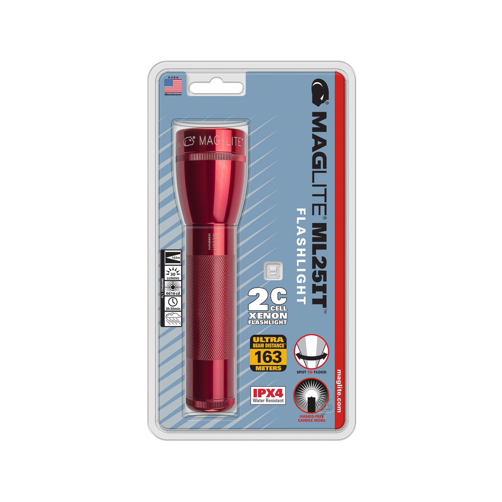 Maglite Xenon torch ML25IT, 2-Cell C, red