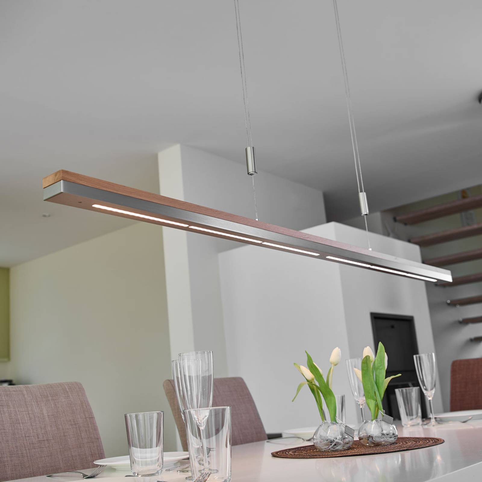 Lampa wisząca Elna ze ściemnianymi LED – 158 cm