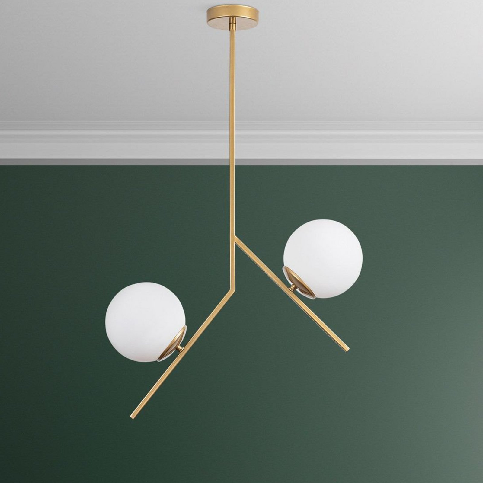 Hängeleuchte Dolunay, 43 cm lang, 2-flammig, goldfarben, E27