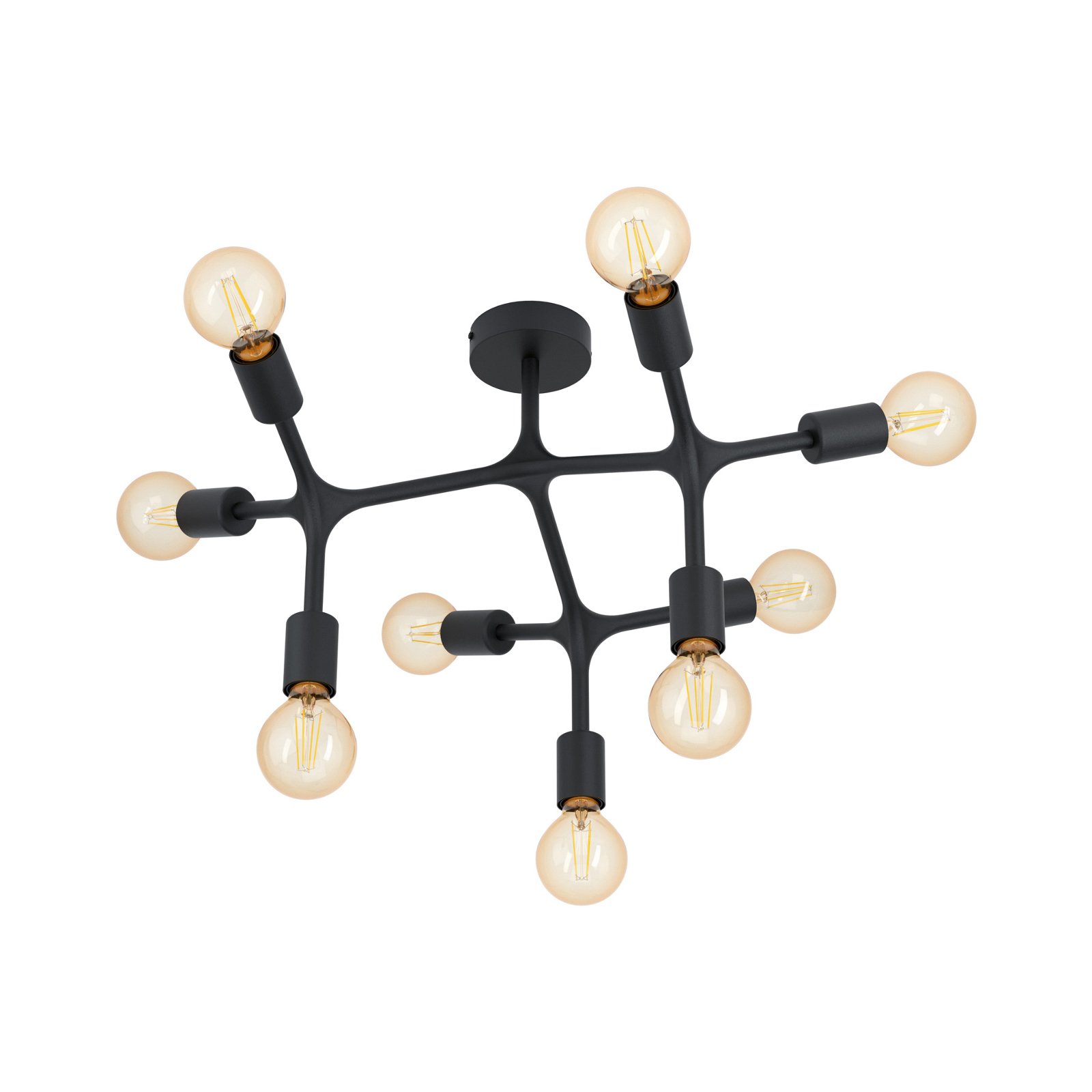 Plafondlamp Bocadella 1 in zwart, 9-lamps