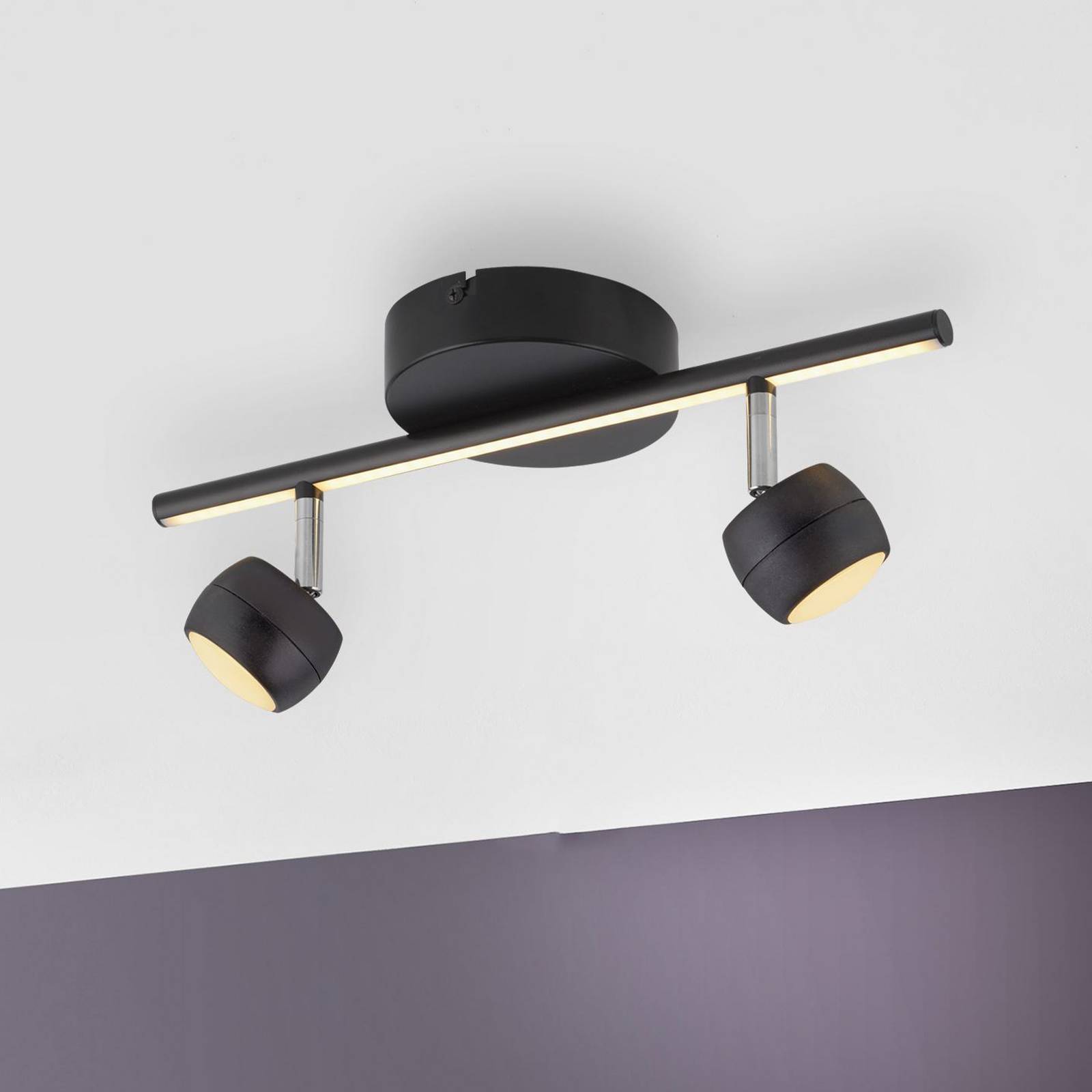 JUST LIGHT. LED-Deckenspot Jarik, 2-fl., schwarz, 3.000 K günstig online kaufen