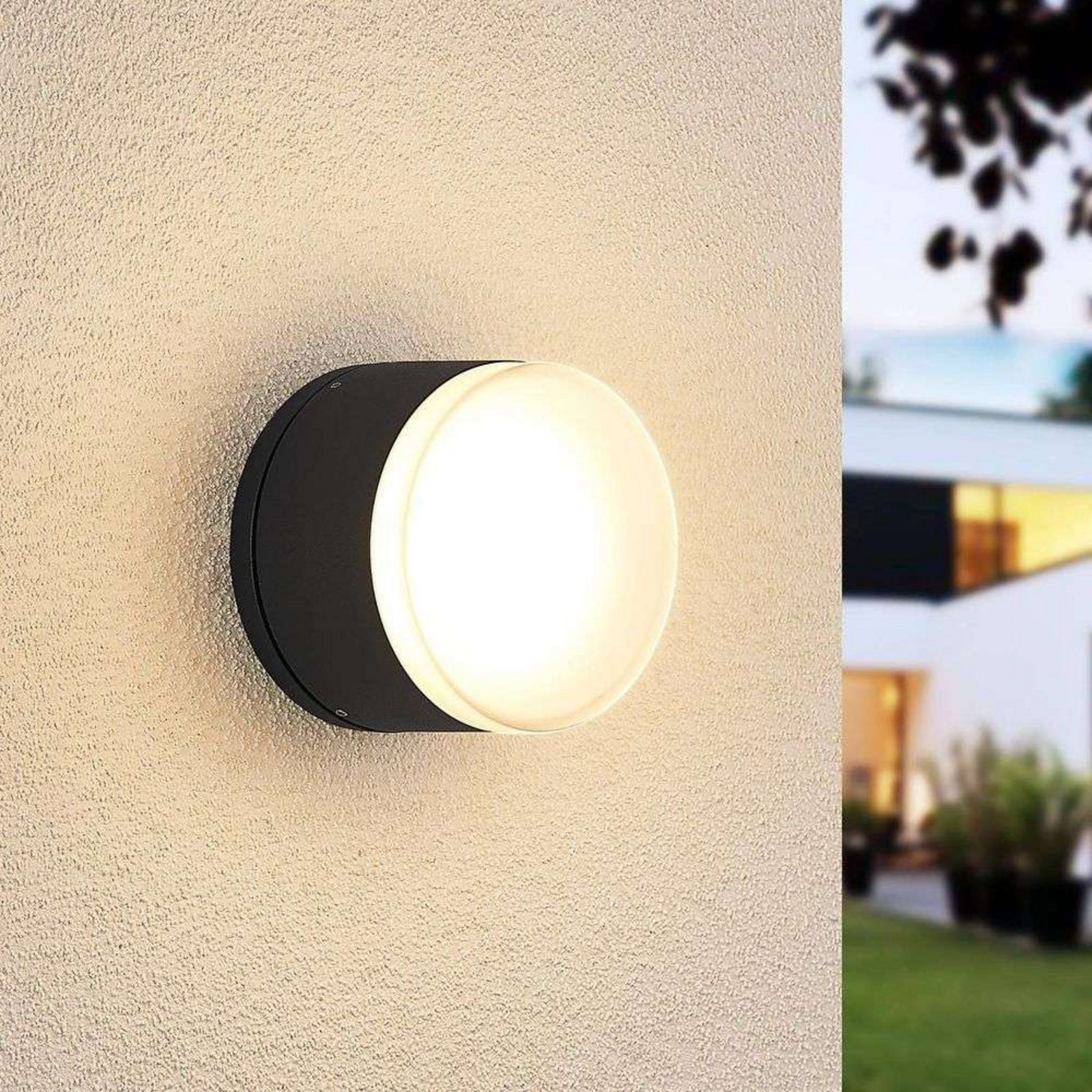 Mathea Round LED Plafonieră Exterior Dark Grey - Lindby