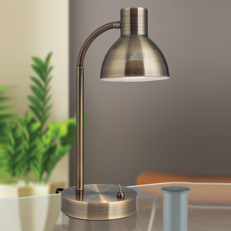 Klassiske LED-skrivebordslampe Isra, gammelmessing