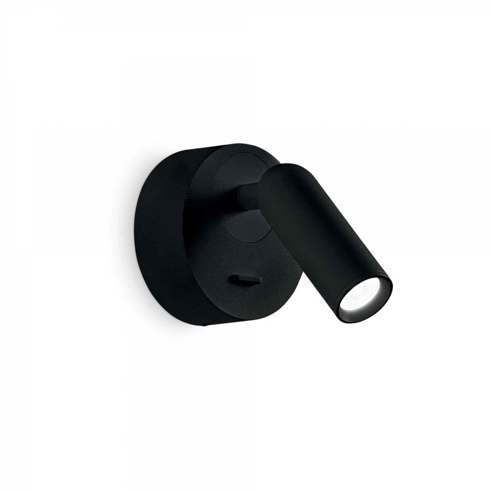 Ideal Lux LED-Wandstrahler Bean, Ø 7 cm, schwarz Metall/Glas