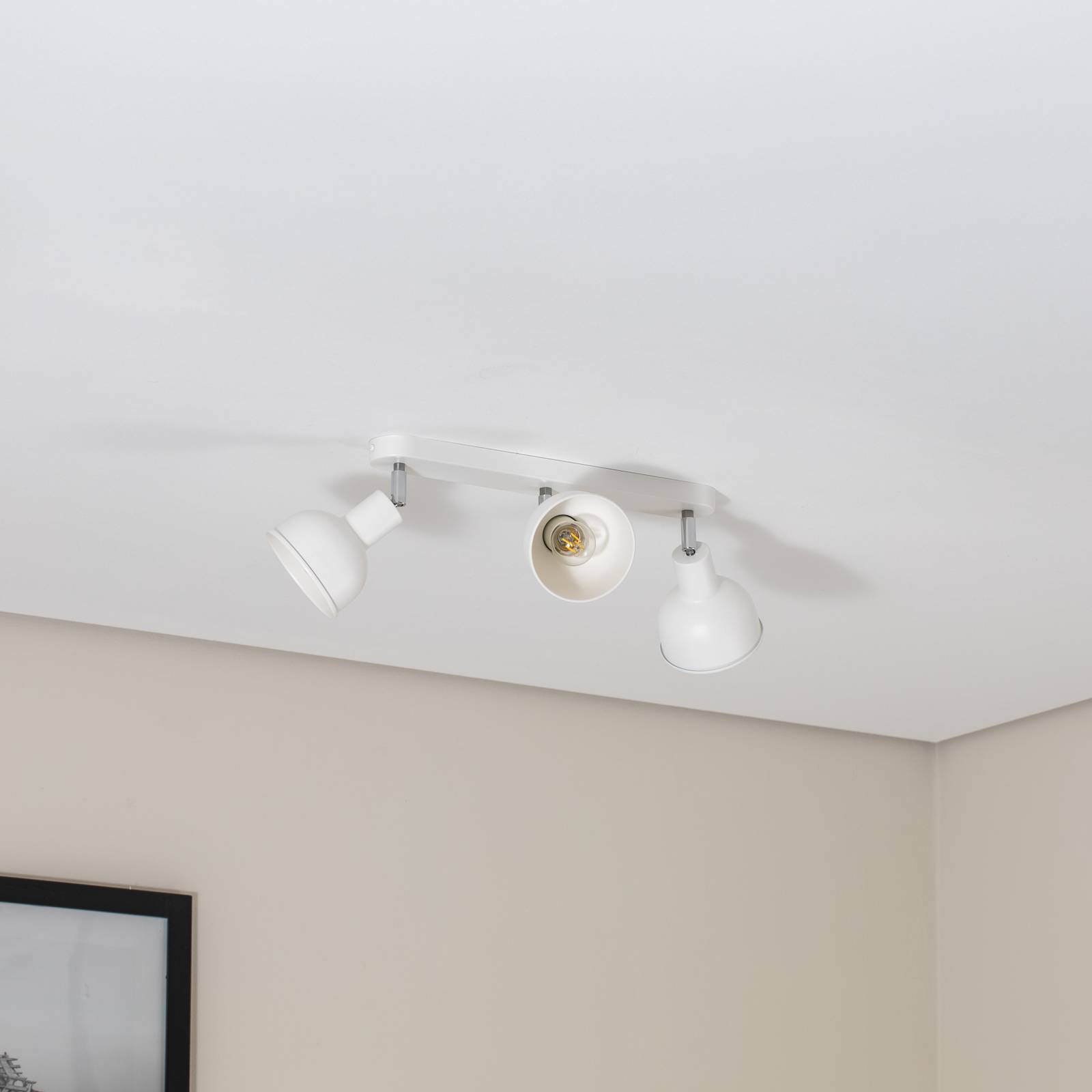 Lampa sufitowa Elba, 40 cm, 3-punktowa, biała, metal, E27