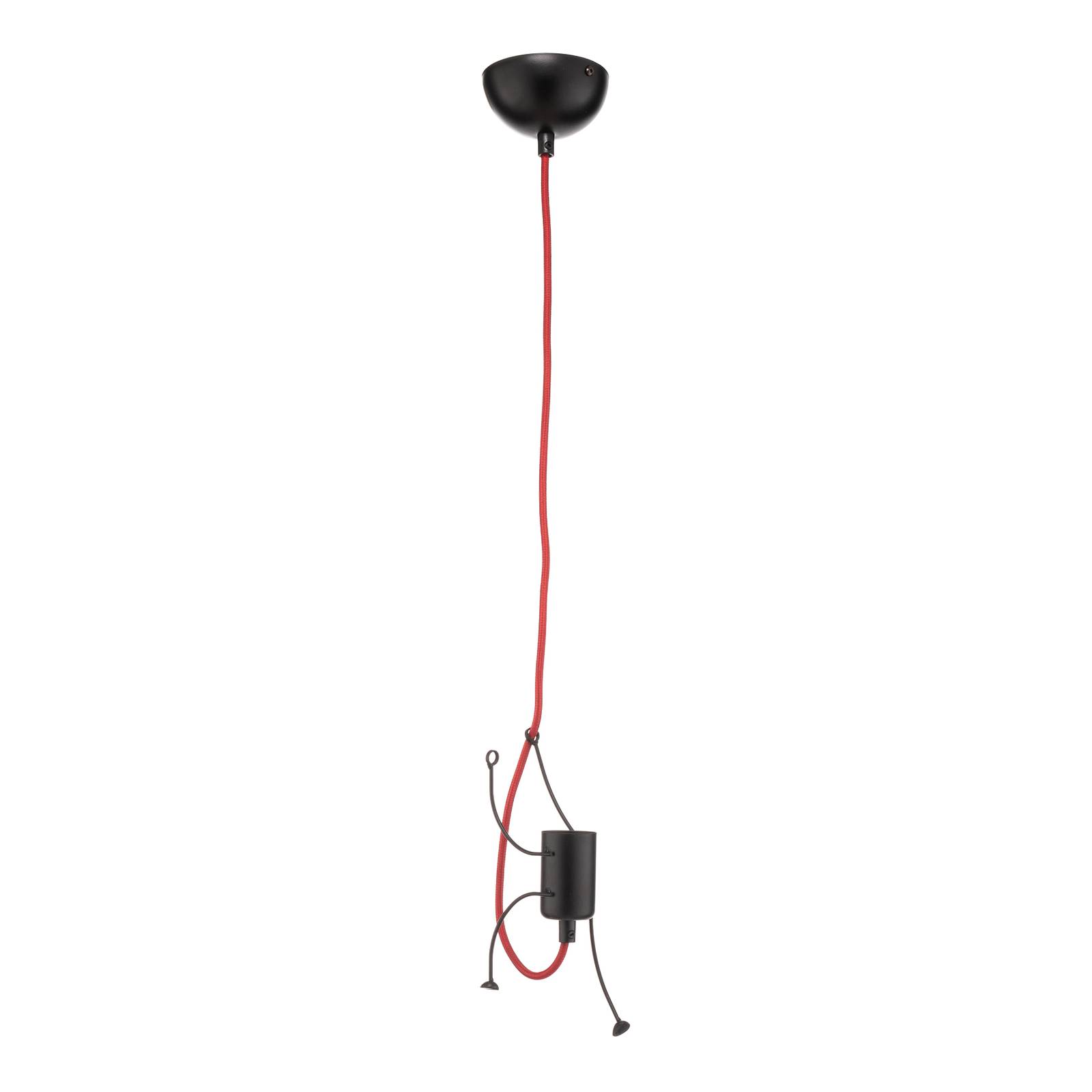 Bobi 1 függő lámpa fekete, piros kábel, 1 izzós