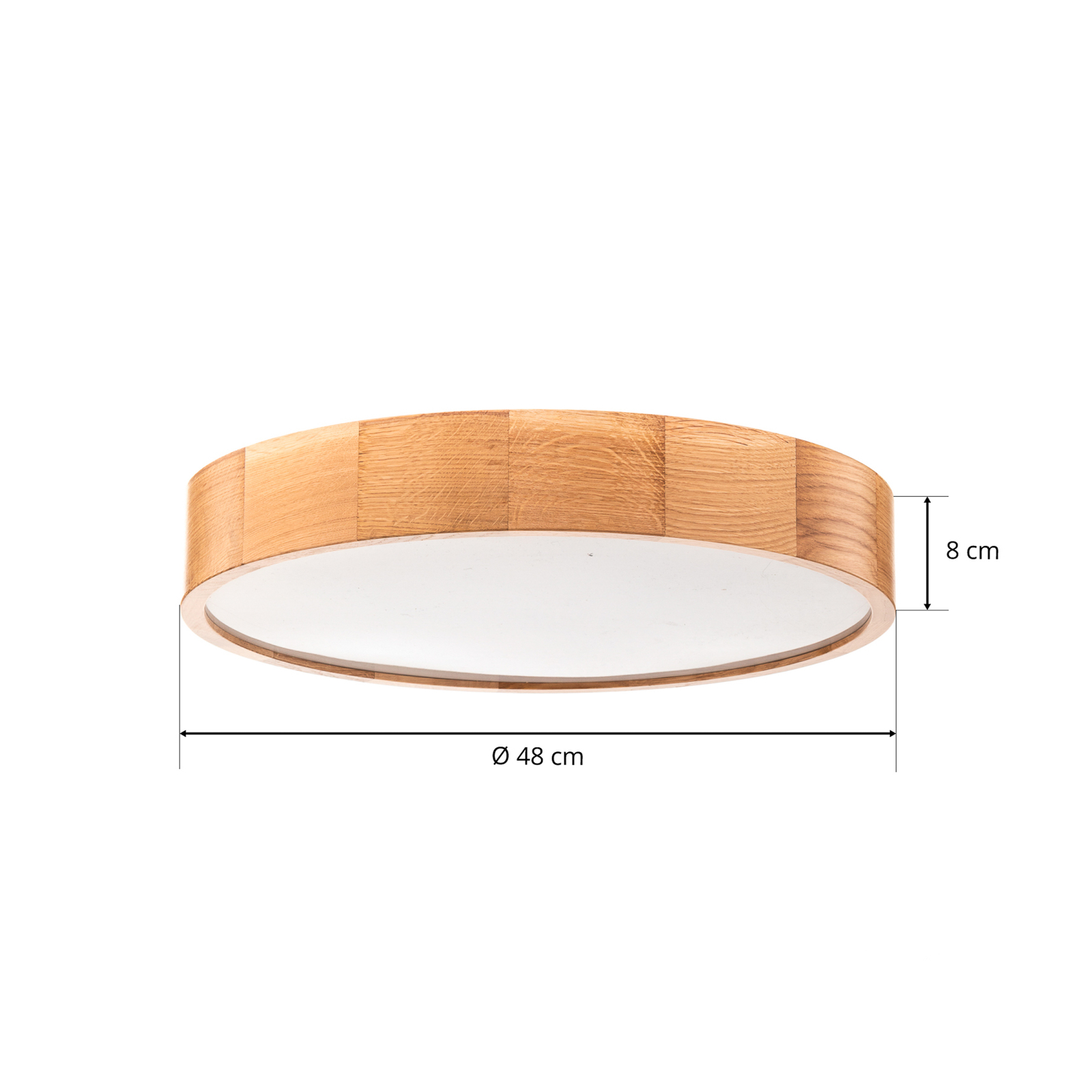 Cleo DR475 plafón, IP20, sensor, Ø 48 cm, madera de roble