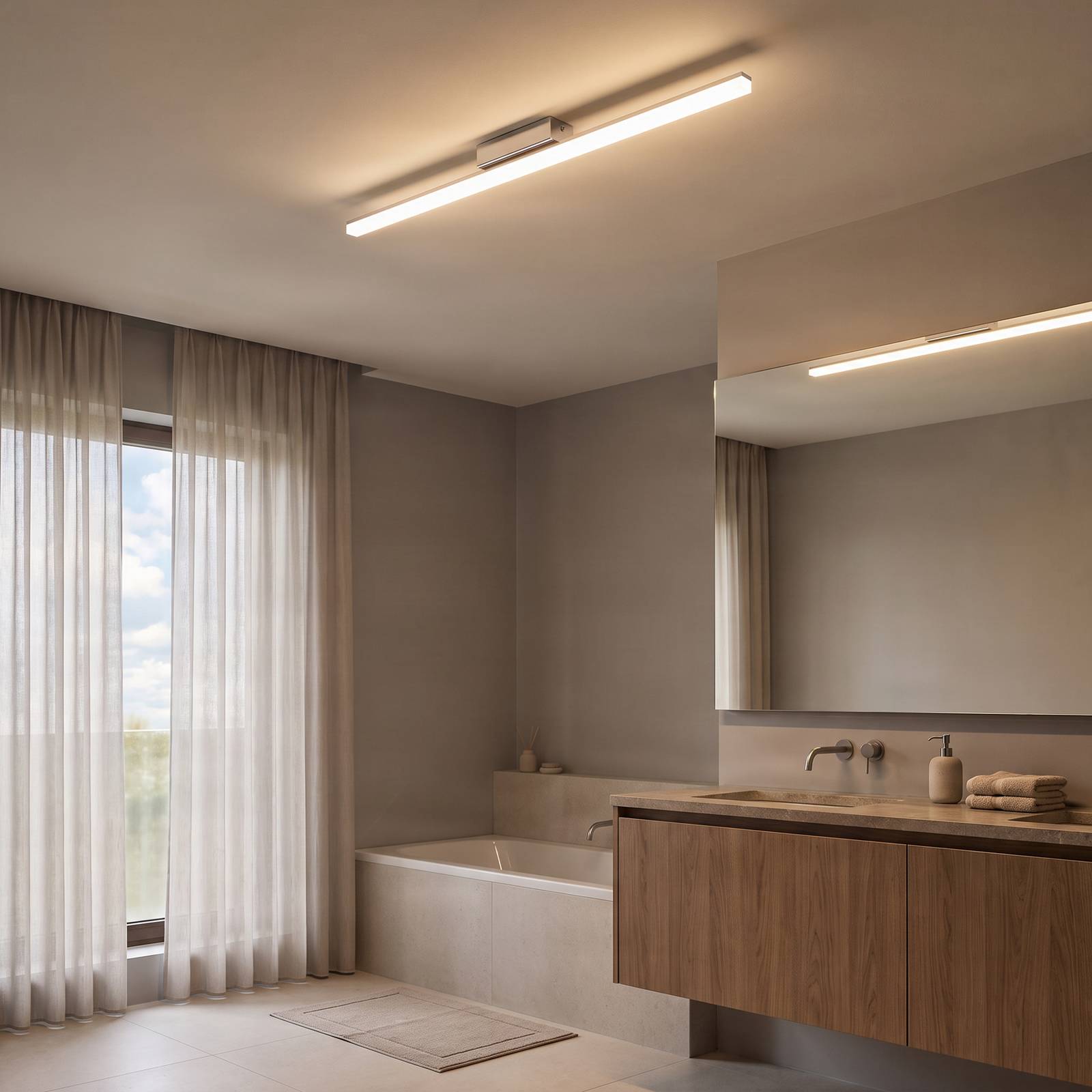 Lampa sufitowa LED do łazienki Levke, 116 cm, ściemniana, IP44