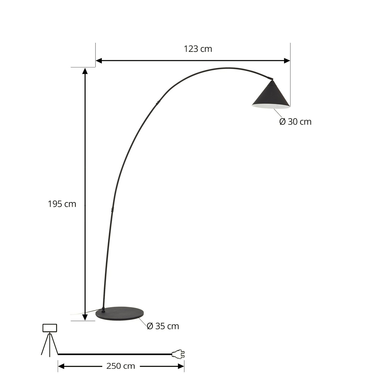 Triangolo booglamp 195 cm metaal E27 zwart - Lindby Triangolo booglamp 195 cm metaal E27 zwart - Lindby