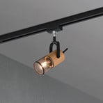 Schienenstrahler Tosh für DUOline, schwarz matt, Holzdetail