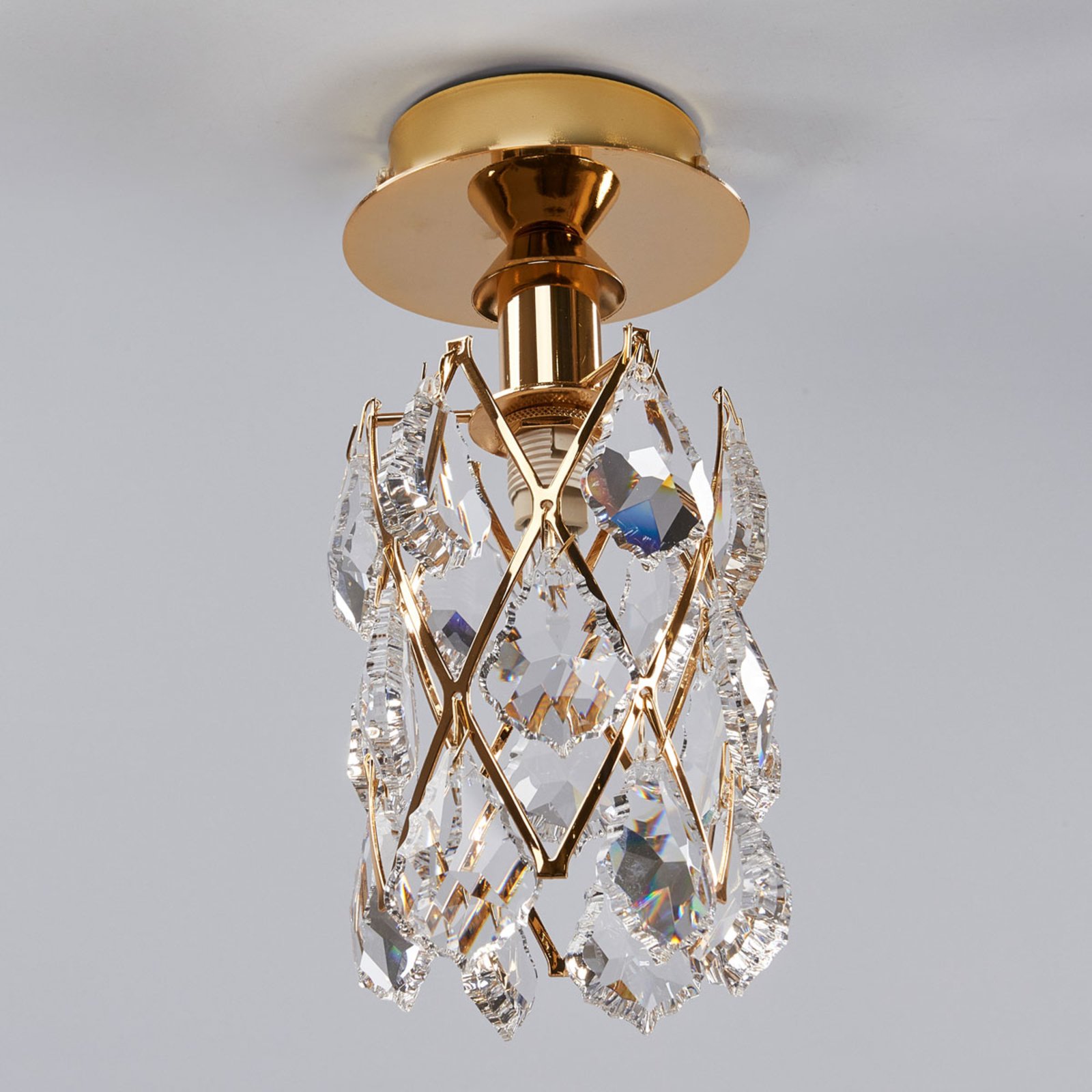 CHARLENE - pozłacana kryształowa lampa sufitowa