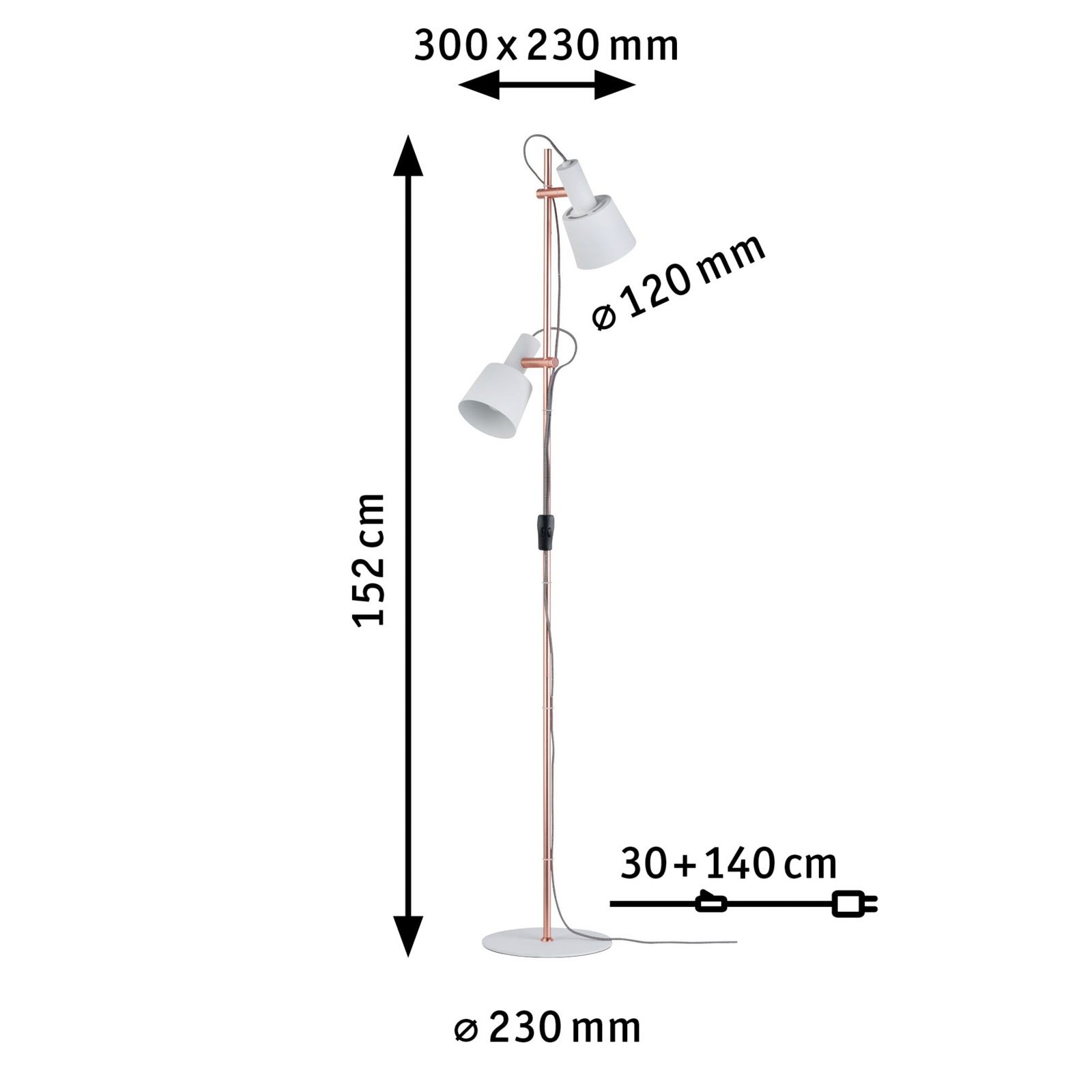 Haldar Floor Lamp White/Copper - Paulmann