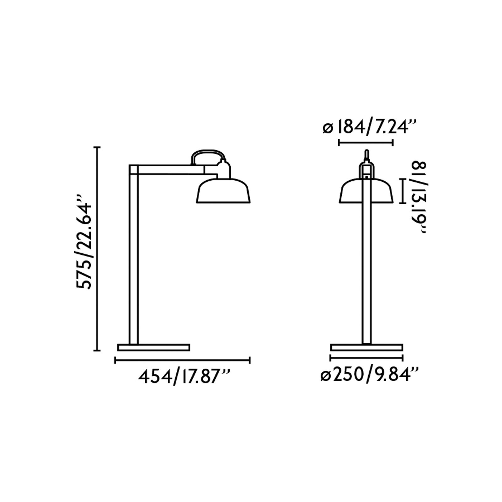 Tatawin bordlampe, sort, stål/glas, højde 57,5 cm