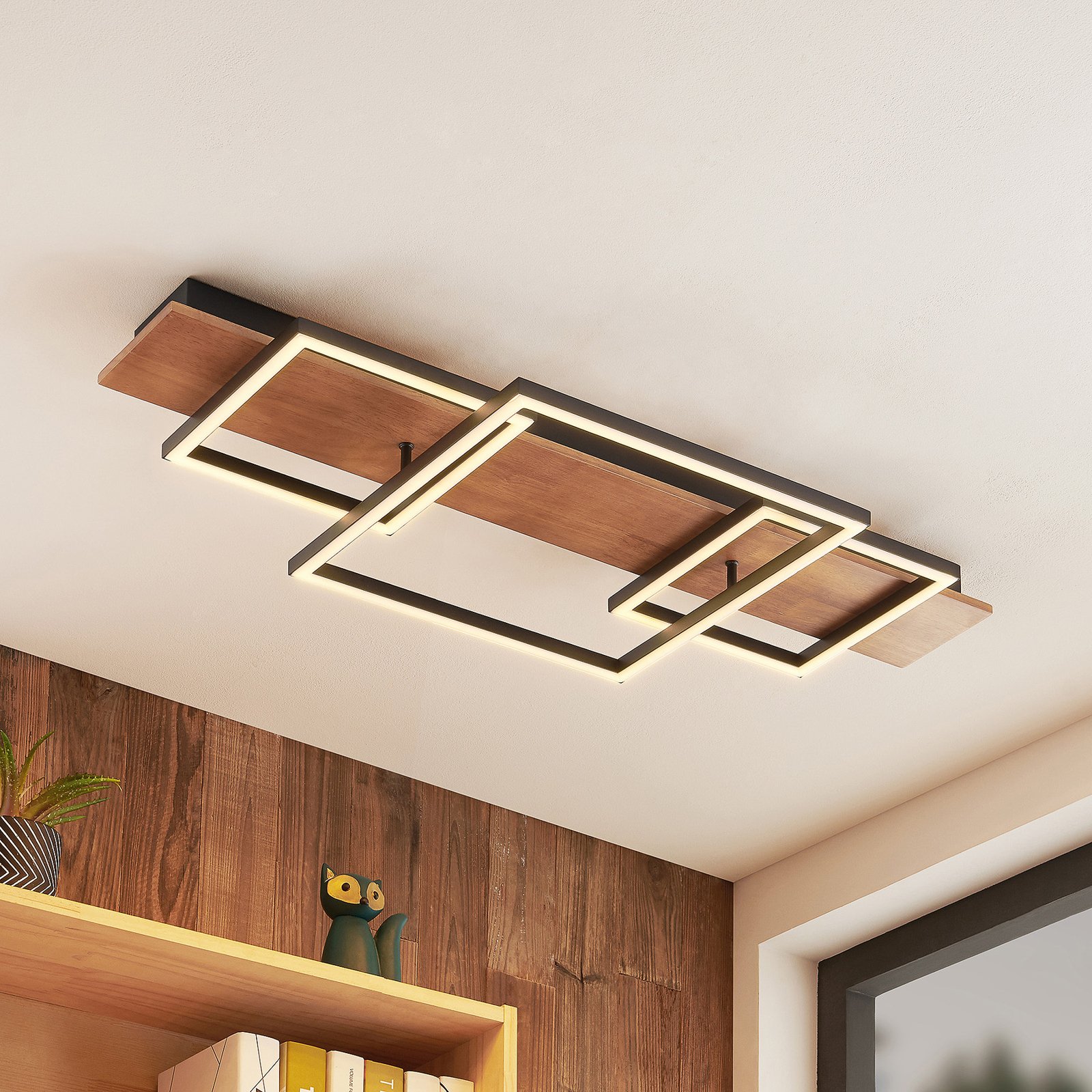 Chariska LED Plafondlamp L95 Wood/Black - Lucande