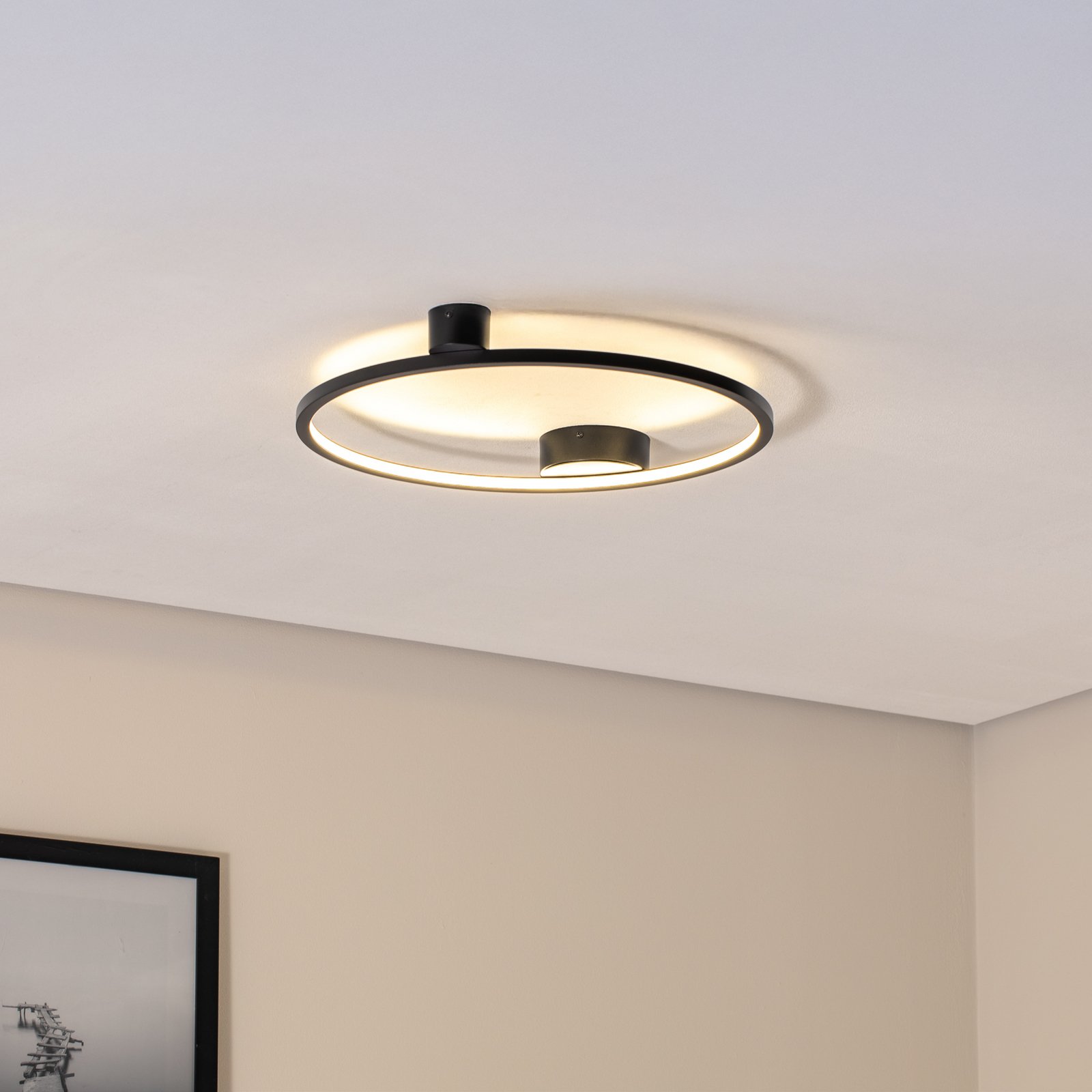 Saturno LED ceiling light, black, Ø 50 cm, metal, 4,000 K
