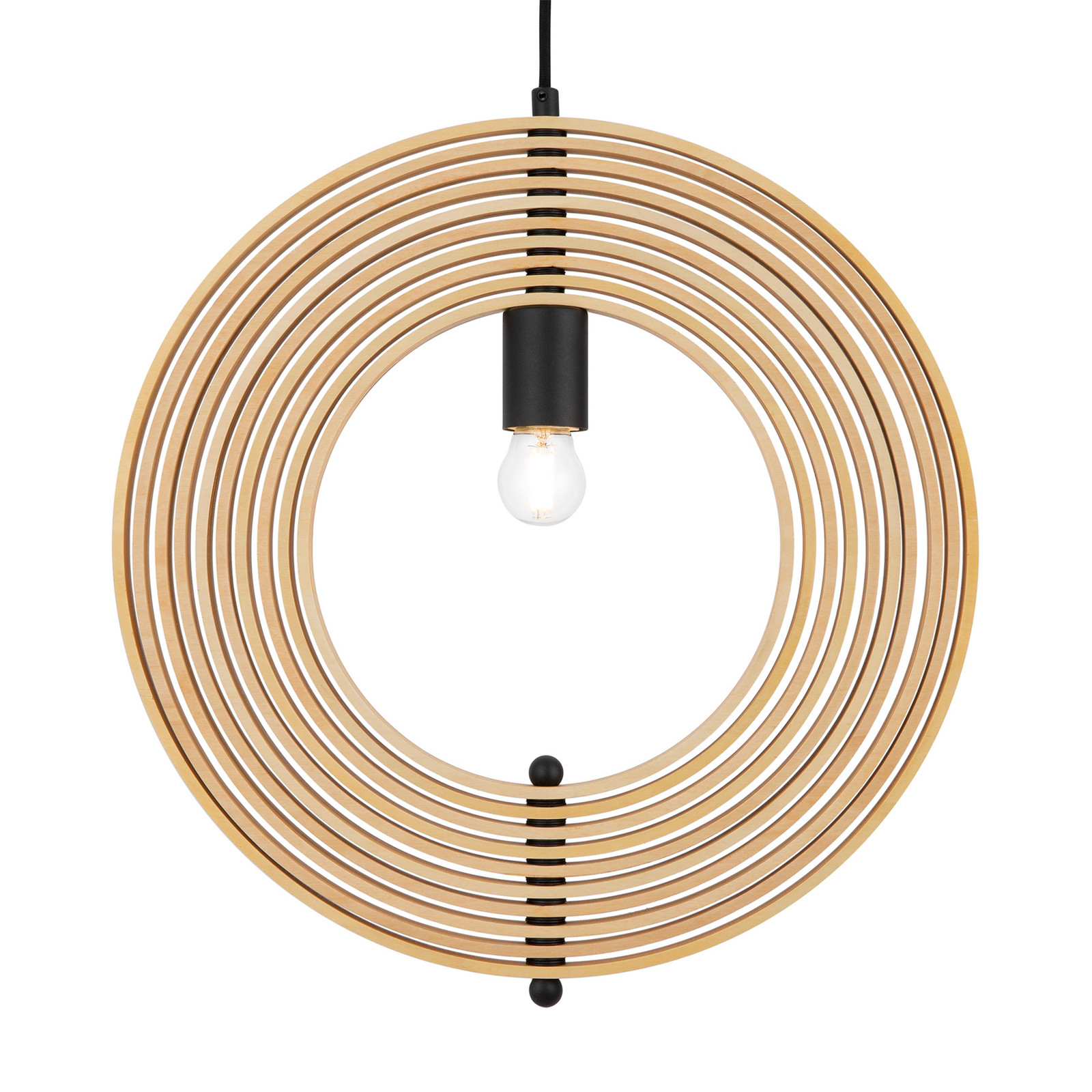 Maytoni Lampă suspendată Roots formă sferică Ø 43 cm lemn/negru - Camera de zi / sufragerie - lemn deschis negru