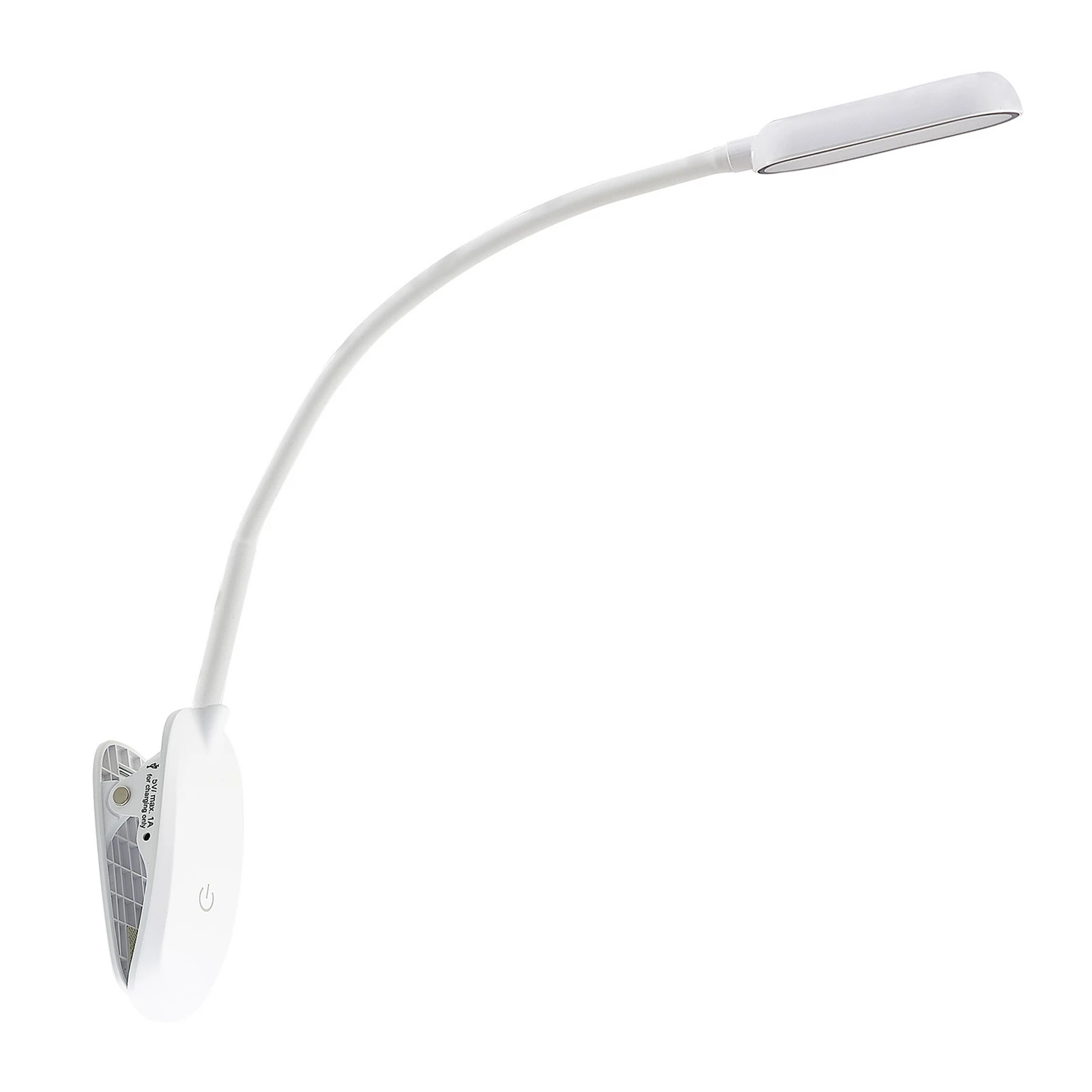 Lampada LED a morsetto Najari Prios, altezza 51 cm, bianco, batteria