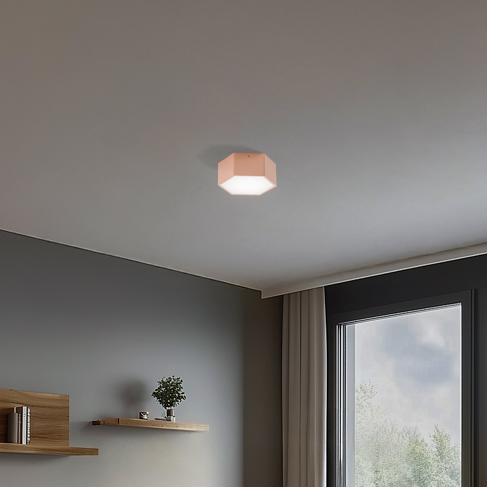 LED griestu lampa Libre, persiku krāsā, tērauds, 3000 K
