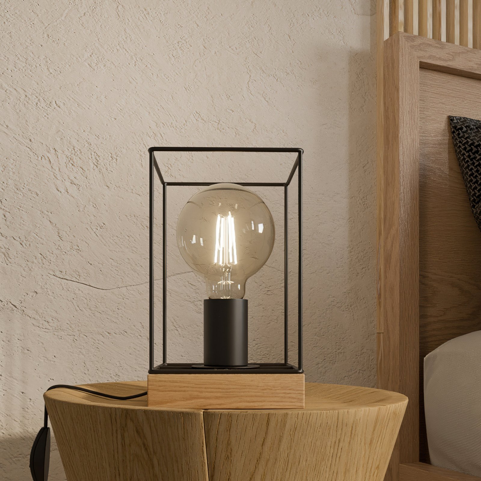Envolight Gretter stolní lampa, kov/dubové dřevo