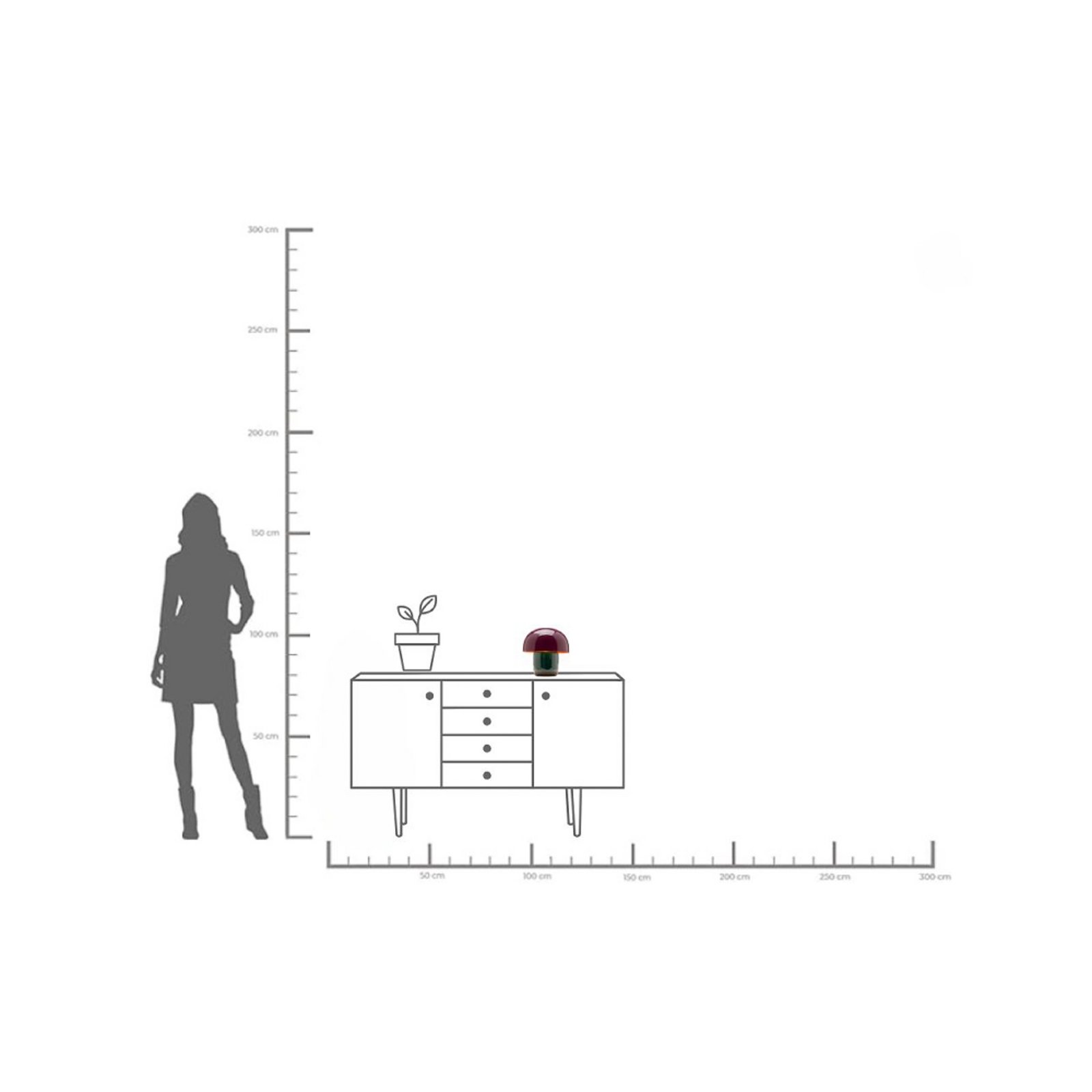 Kare galda lampa Mushroom, violeta/zaļa, metāls, 20 cm, E14