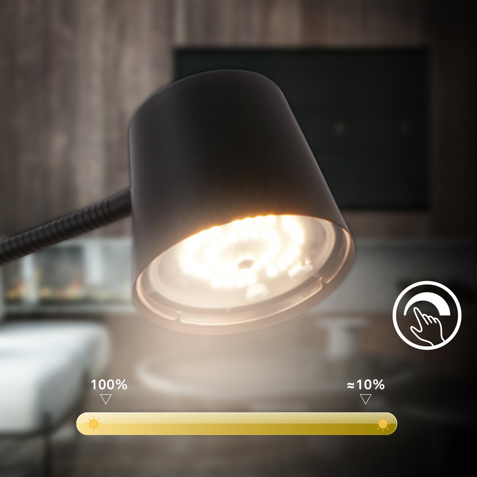 Cielo LED-es újratölthető állólámpa, fekete, érintésvezérlésű