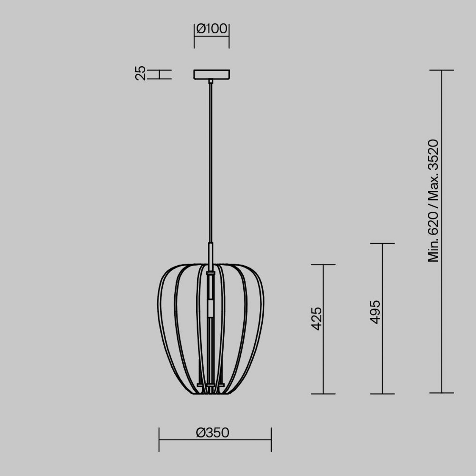 Maytoni lampă suspendată Cambio negru Ø 35 cm pâslă E27 - Camera de zi / sufragerie - modern - Țesătură / Textil