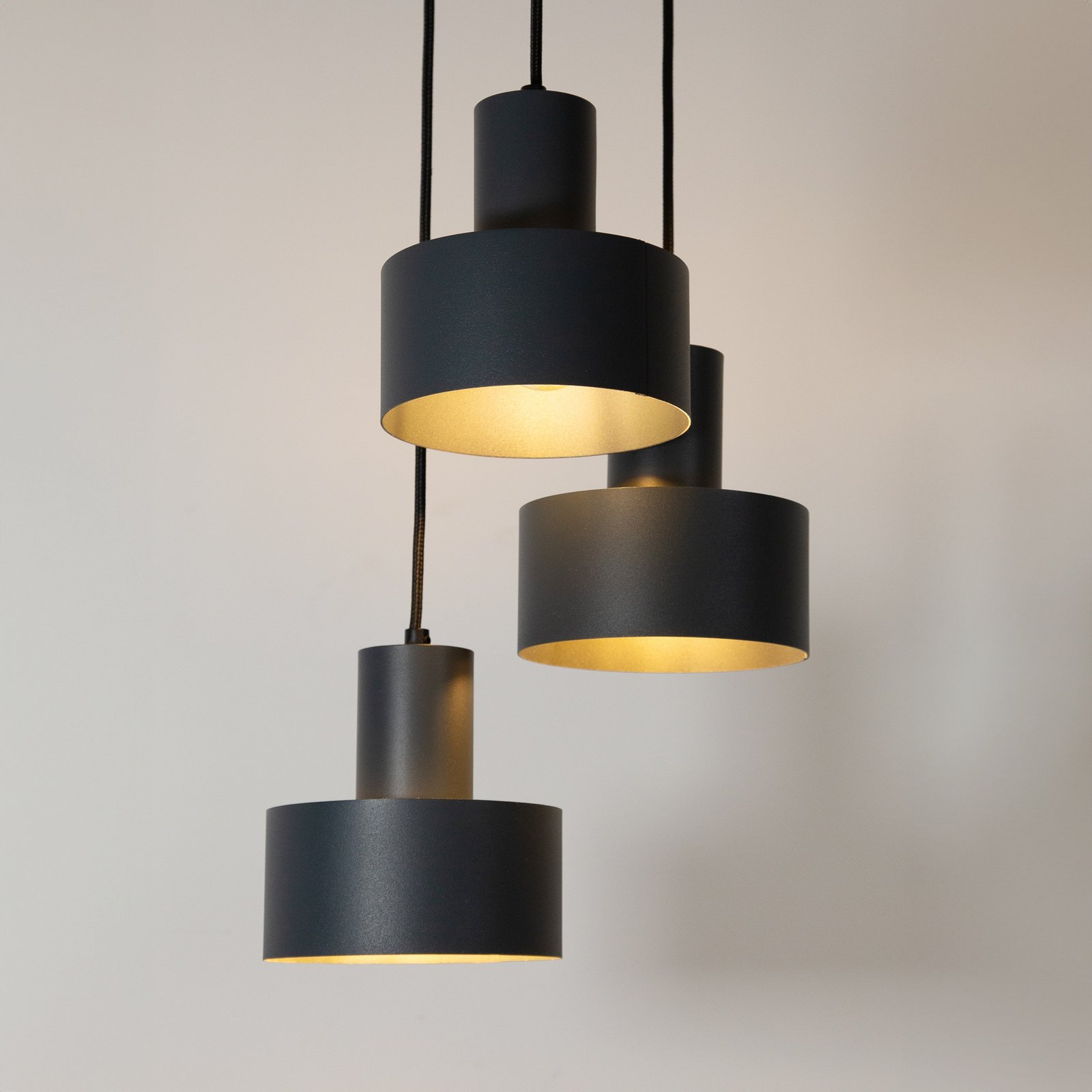 Rif 3 pendant light, anthracite, round, 3-bulb, Ø 33 cm