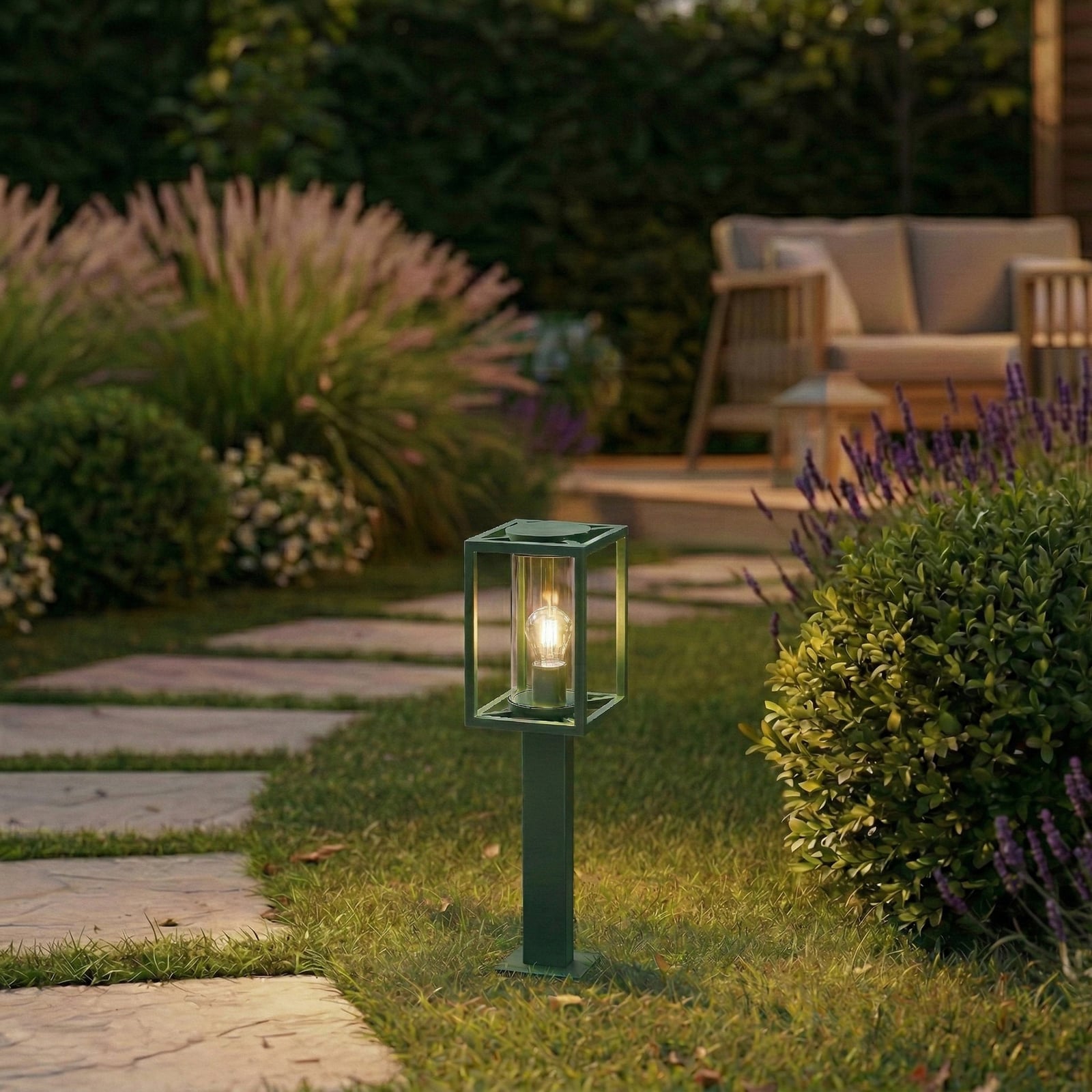 Ferda stazna svjetiljka, IP44, E27, 60 cm, zelena, staklo - Lucande