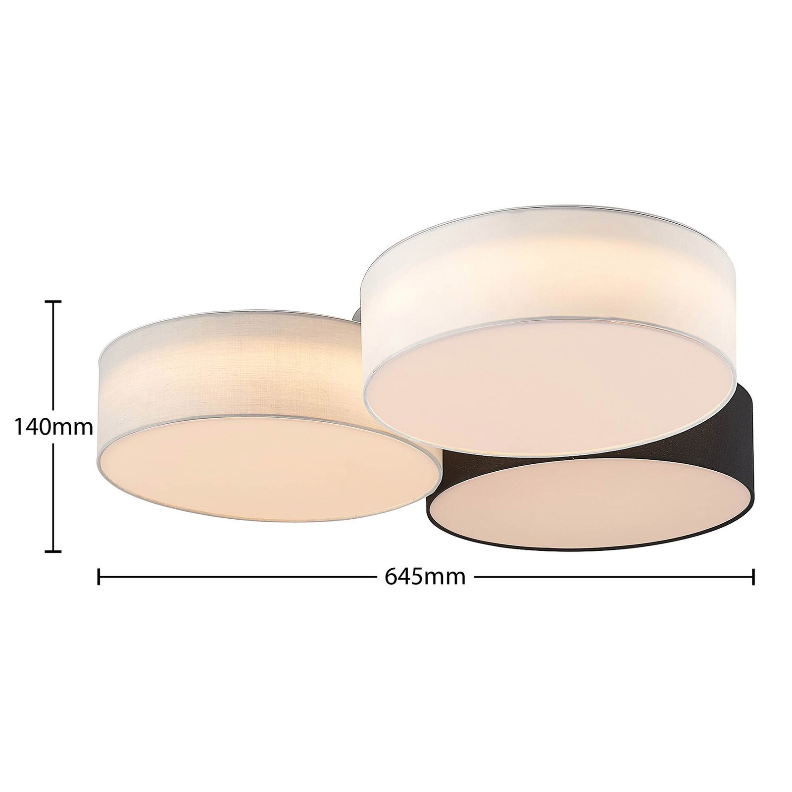 Janita 3 LED Ceiling Lamp Grey/Black/White - Lindby