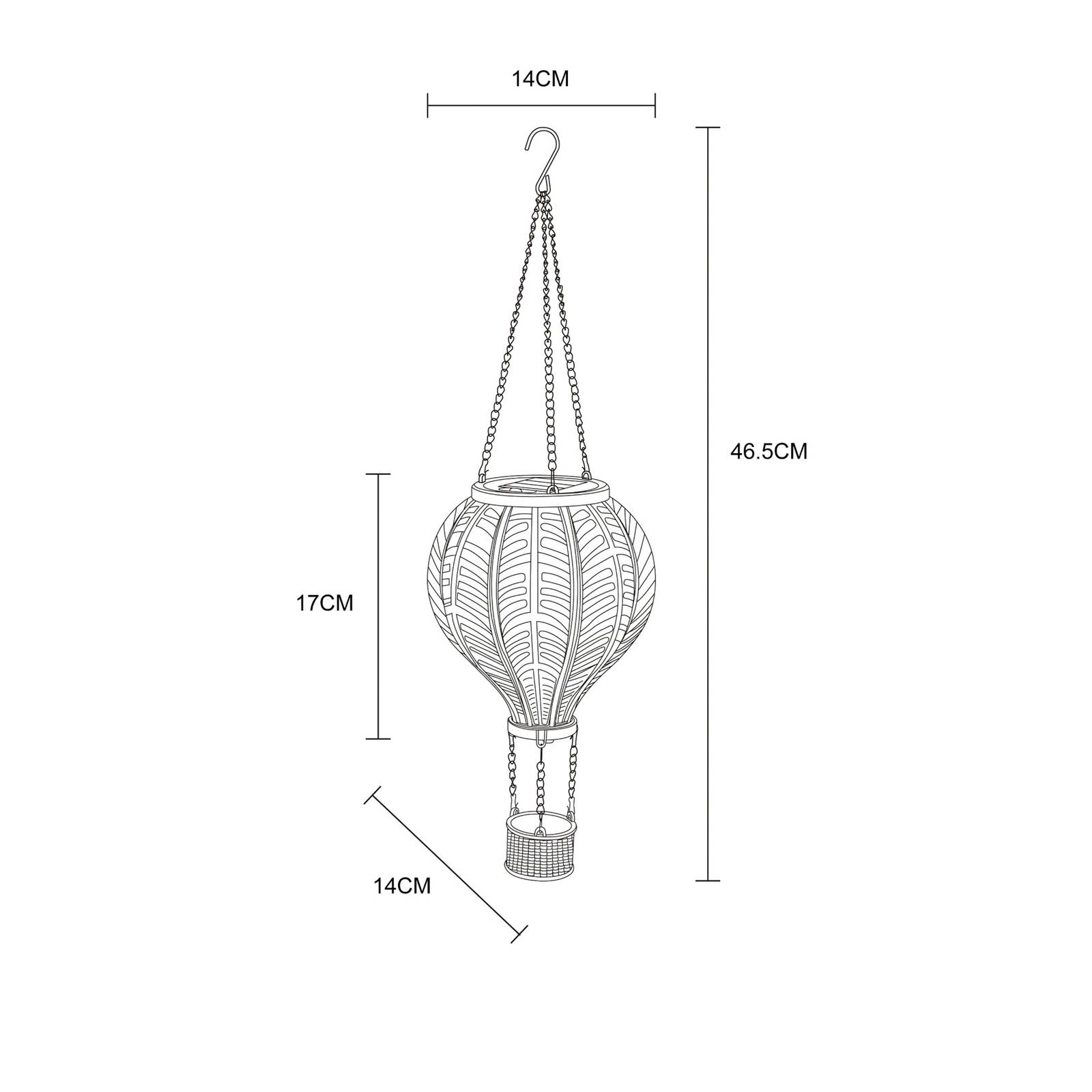 Lampa solarna LED 36136B Balon na ogrzane powietrze, kolorowy, plastikowy