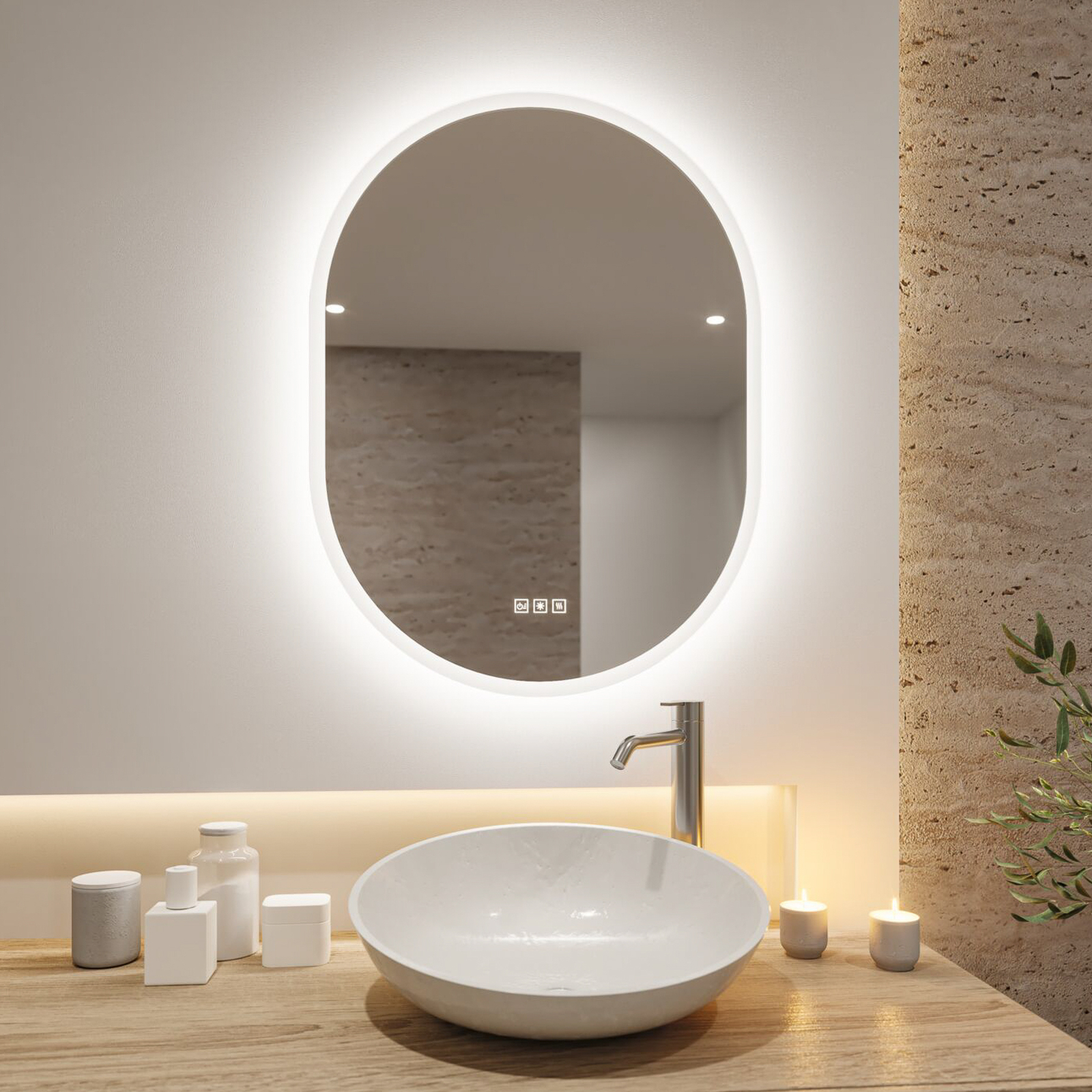 Paulmann Mirra wall mirror 80x60cm CCT dim white Lights.co.uk