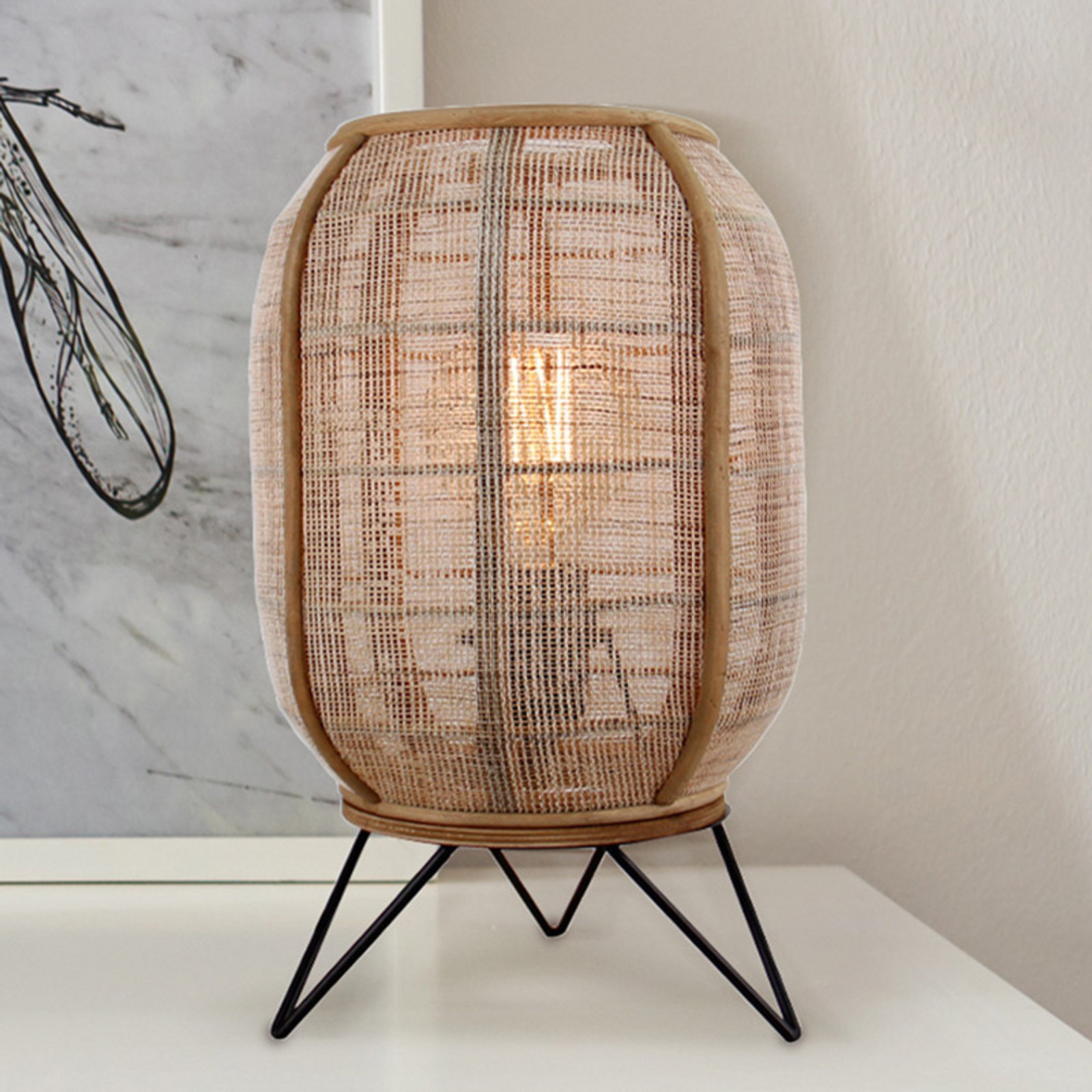 Brilliant Tanah lampă de masă cu bambus - Camera de zi / sufragerie - negru natural - Bamboo